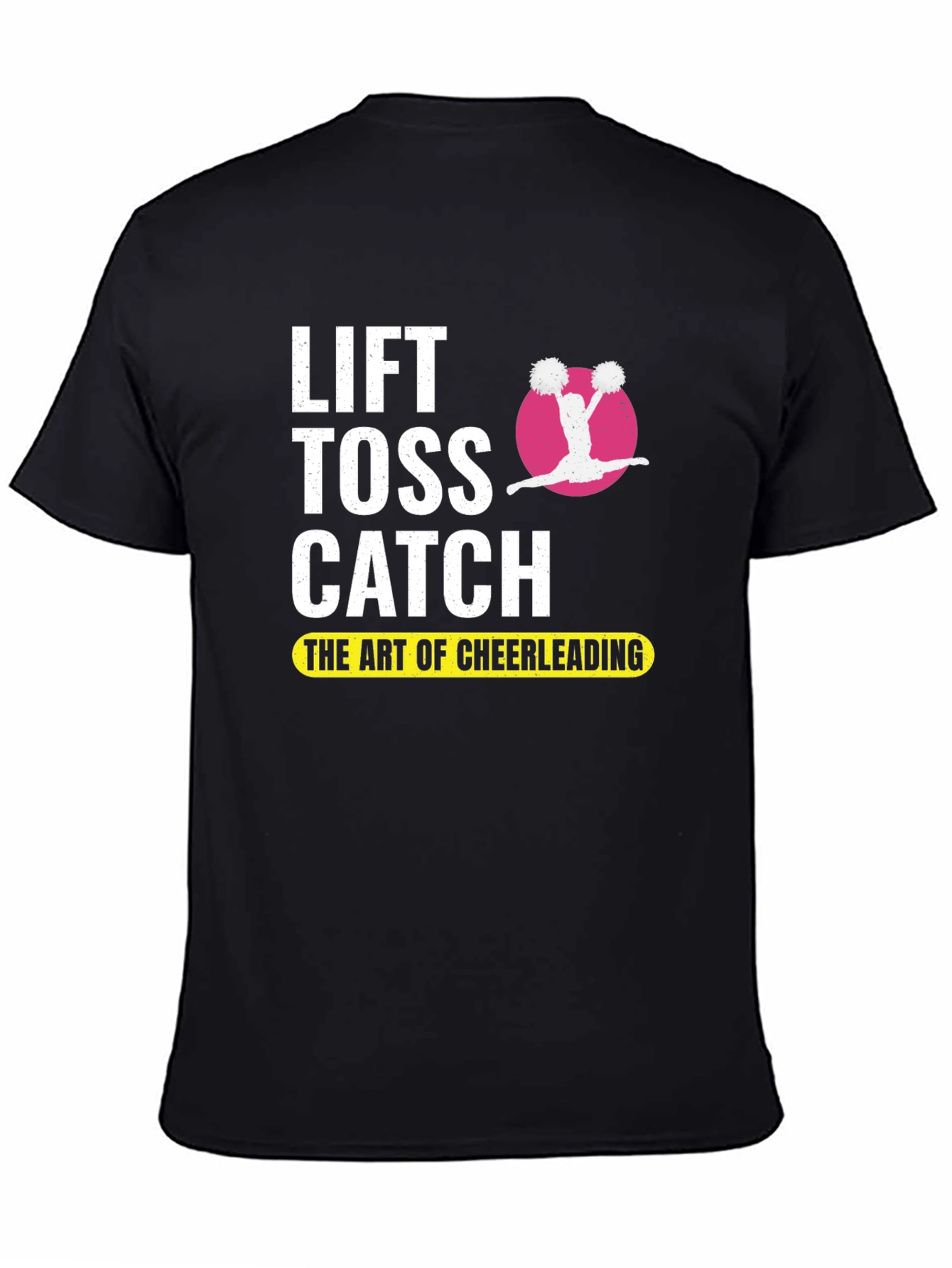 Black Cheerleading Lift Toss Catch Black T-Shirt view 4