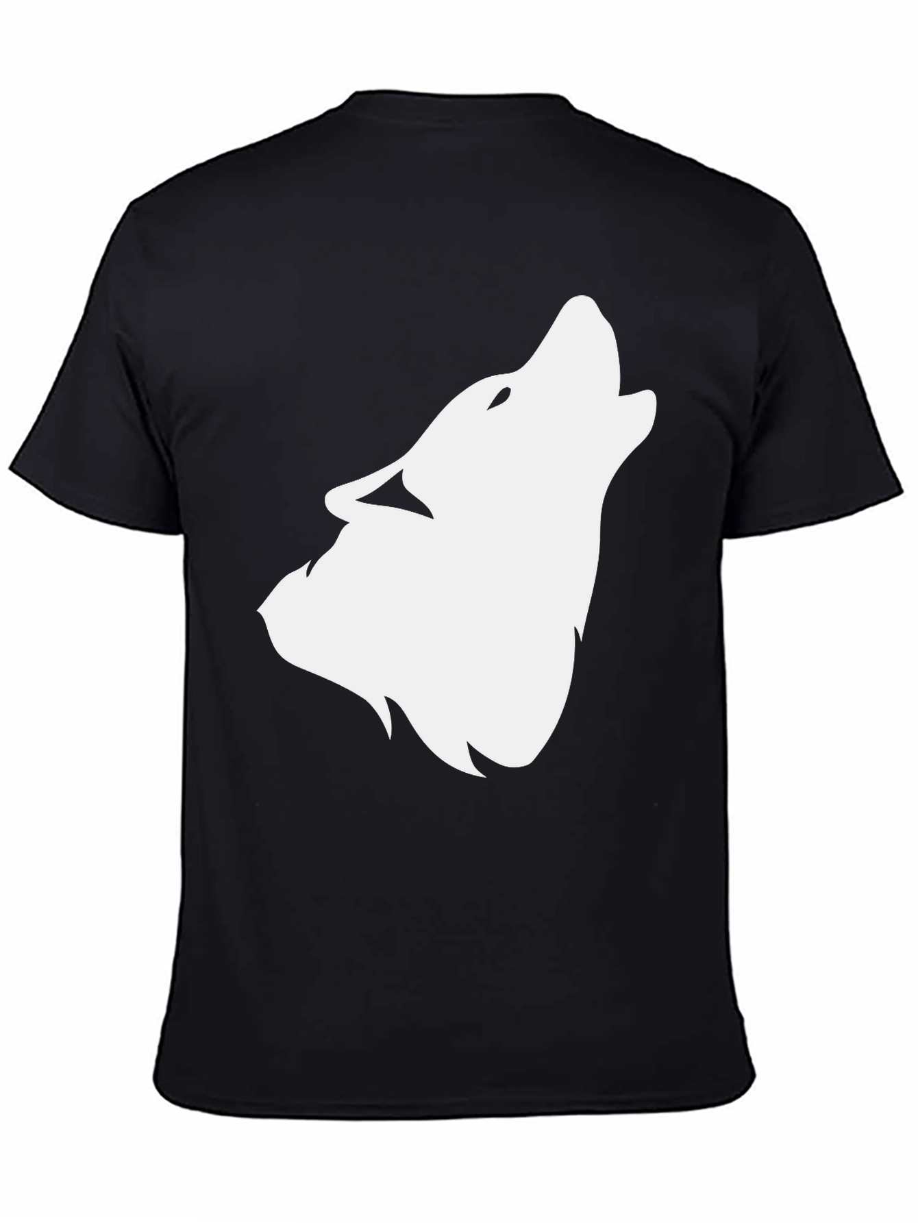 Black Black T-Shirt with White Wolf Graphic view 4