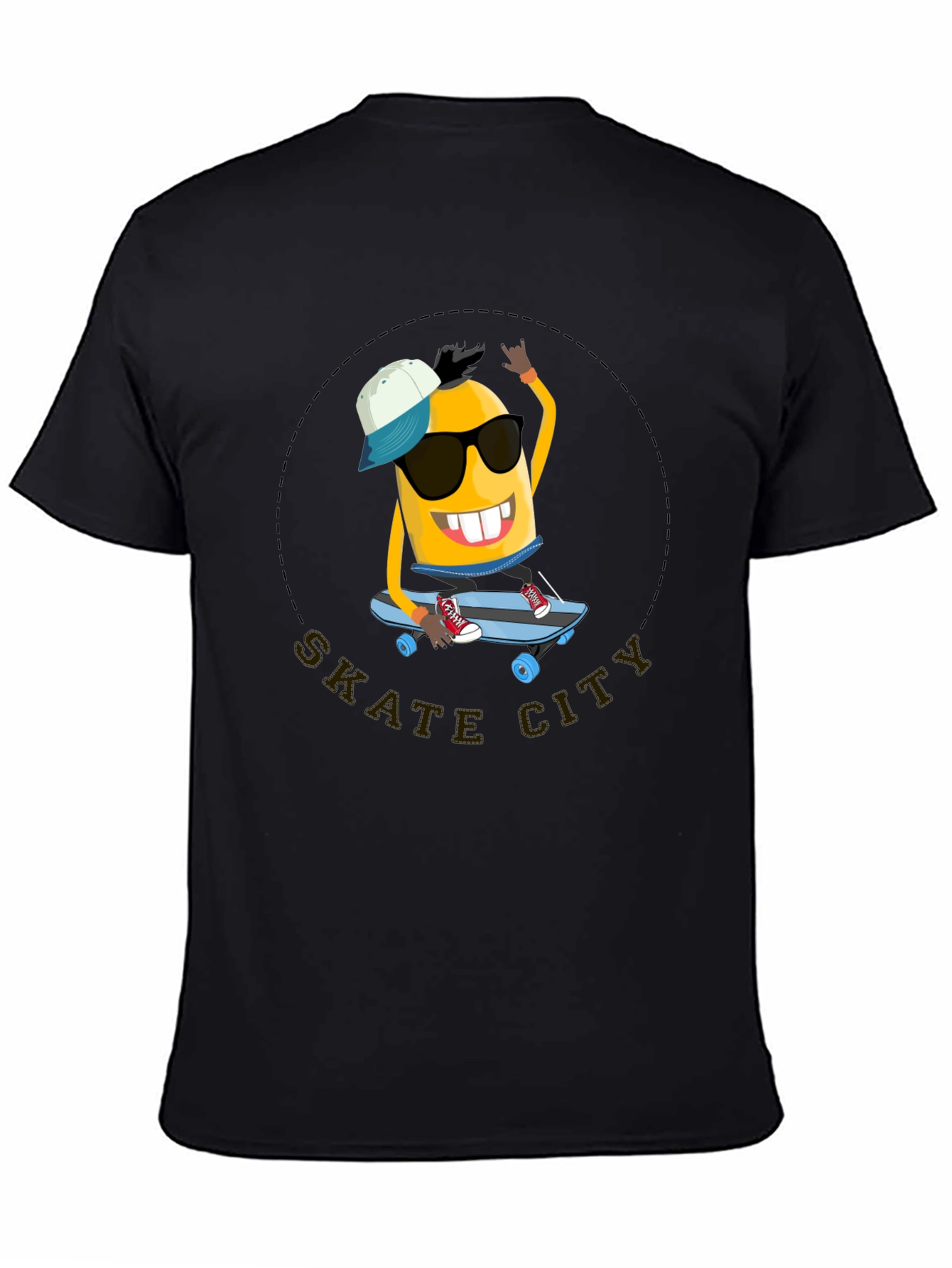 Black Skate City Minion T-Shirt - Cool Black Tee view 4