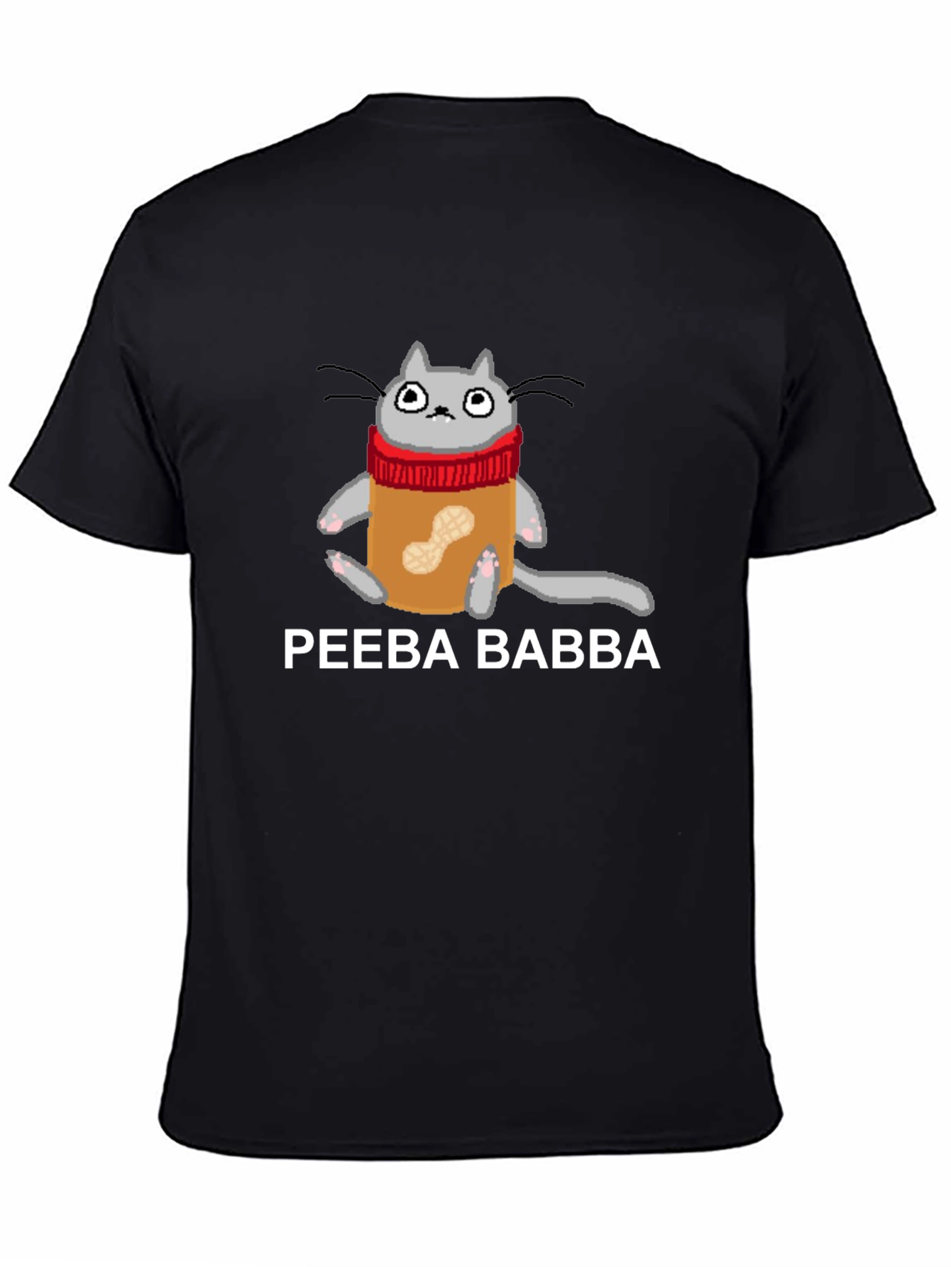 Black Peeba Babba Cat in Peanut Butter Jar T-Shirt view 4