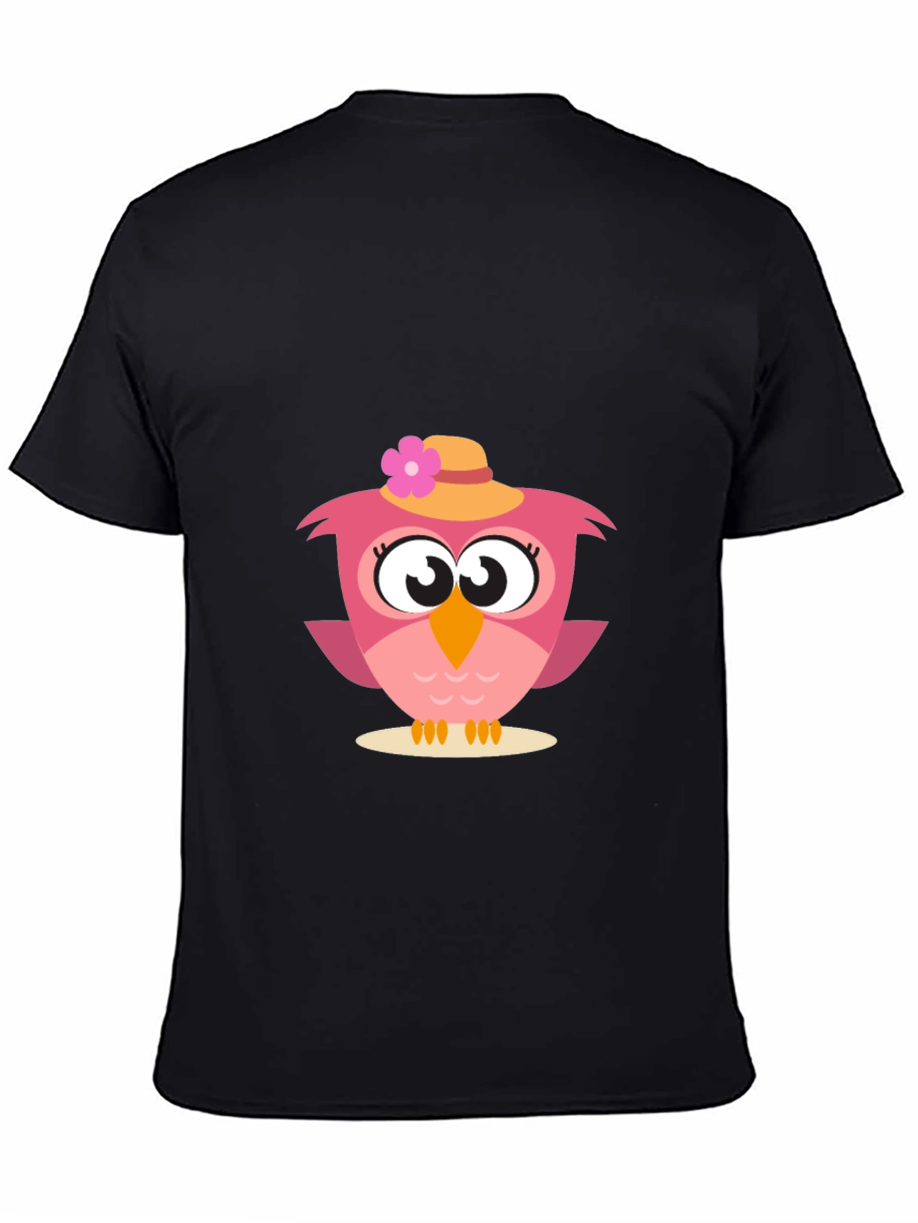 Black Cute Owl Graphic Tee - Whimsical Bird Design view 4