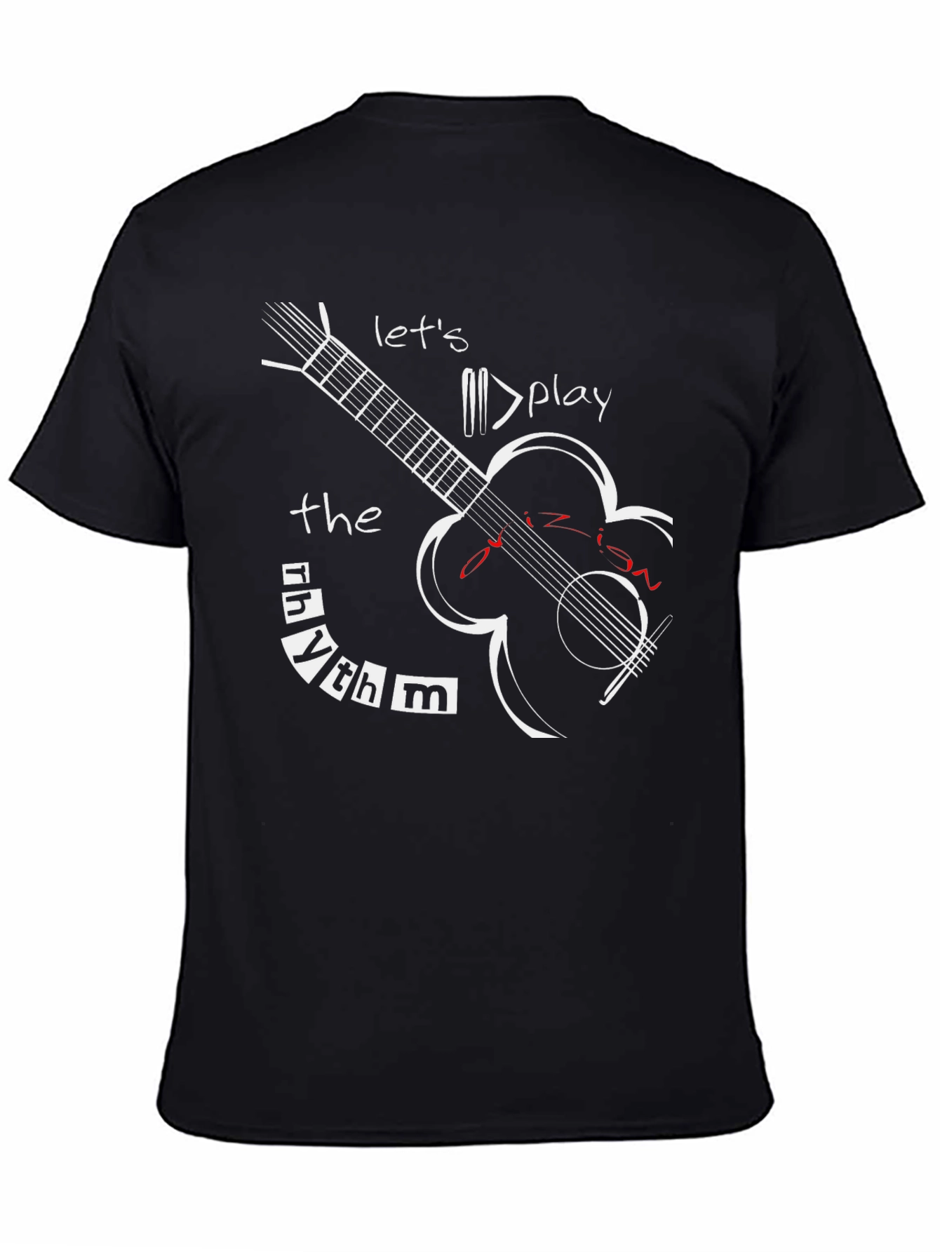 Black Rhythm Guitar Graphic Tee - Let's Play Music! view 4