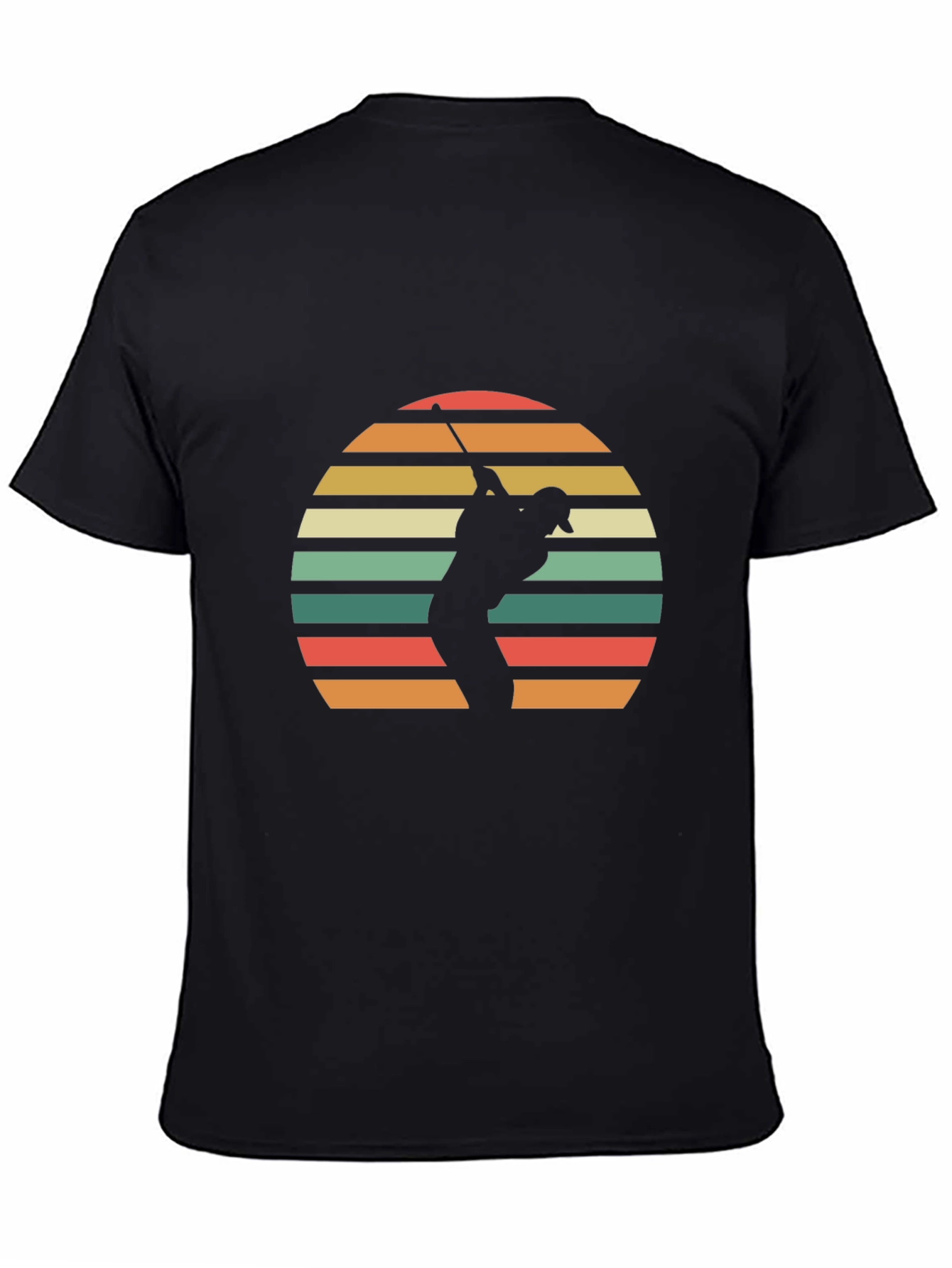 Black Retro Sunset Golfer Graphic Tee - Black view 4