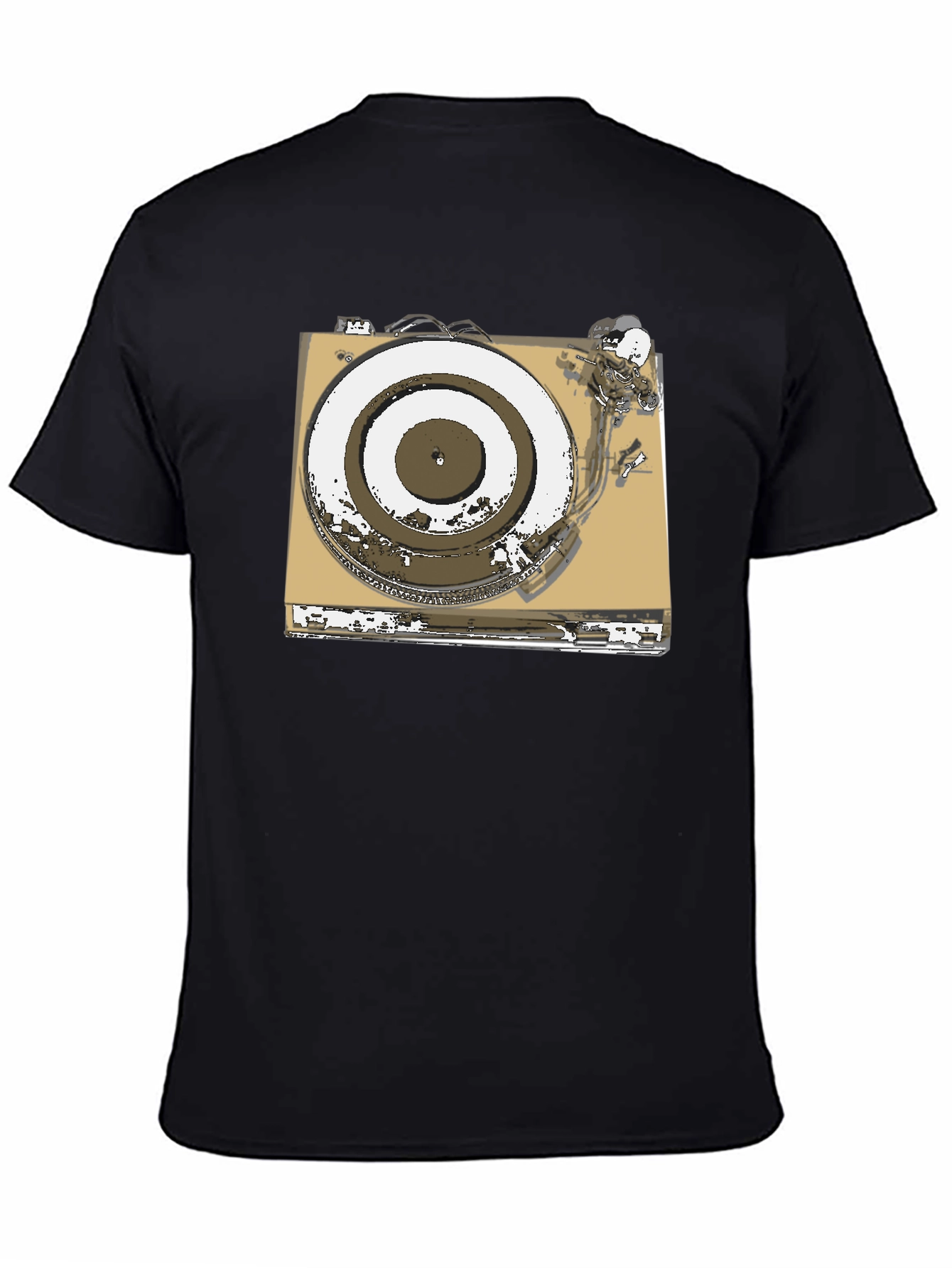 Black Vintage Turntable Graphic Tee - DJ Music Lover view 4