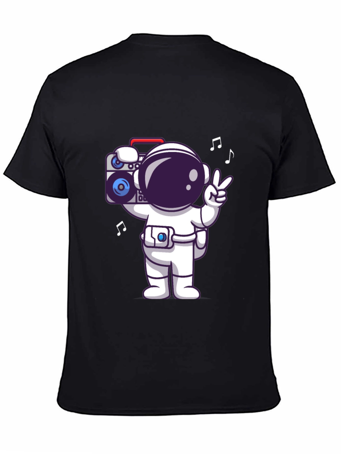 Black Astronaut Boombox Graphic Tee - Black view 4