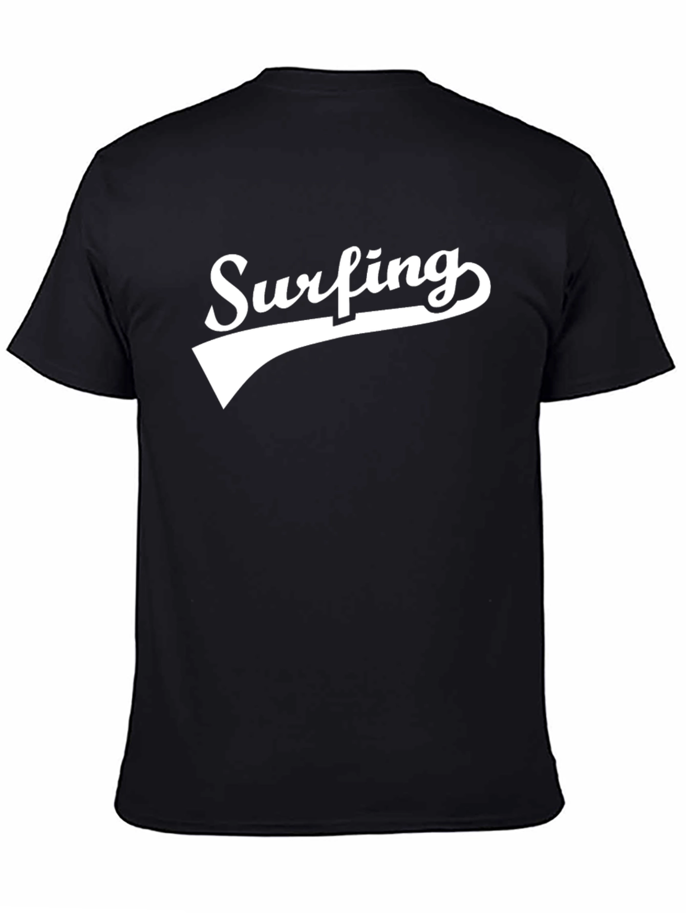 Black Surfing Graphic Tee - Black Cotton T-Shirt view 4