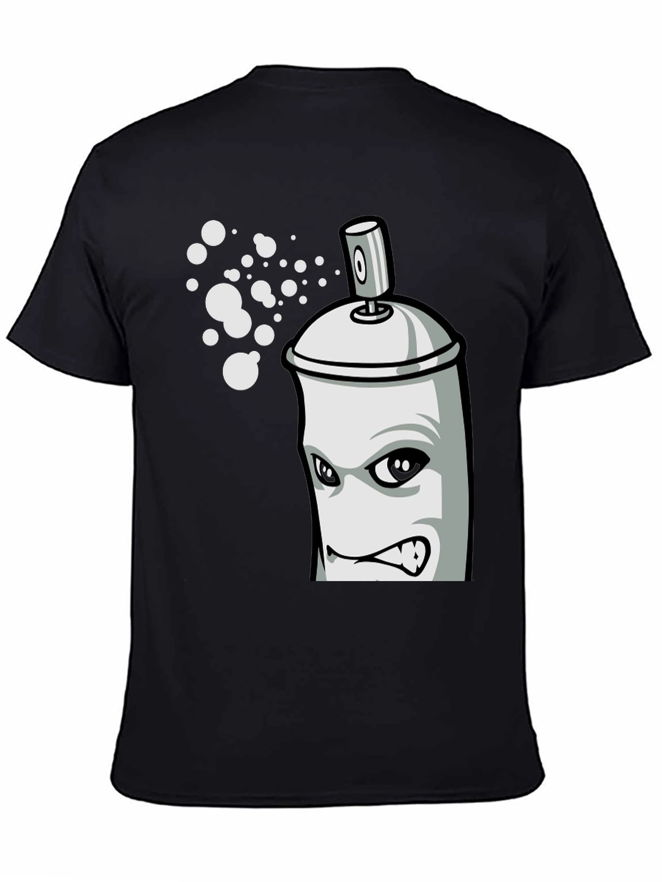 Black Cartoon Spray Paint Can Graphic Tee - Black view 4