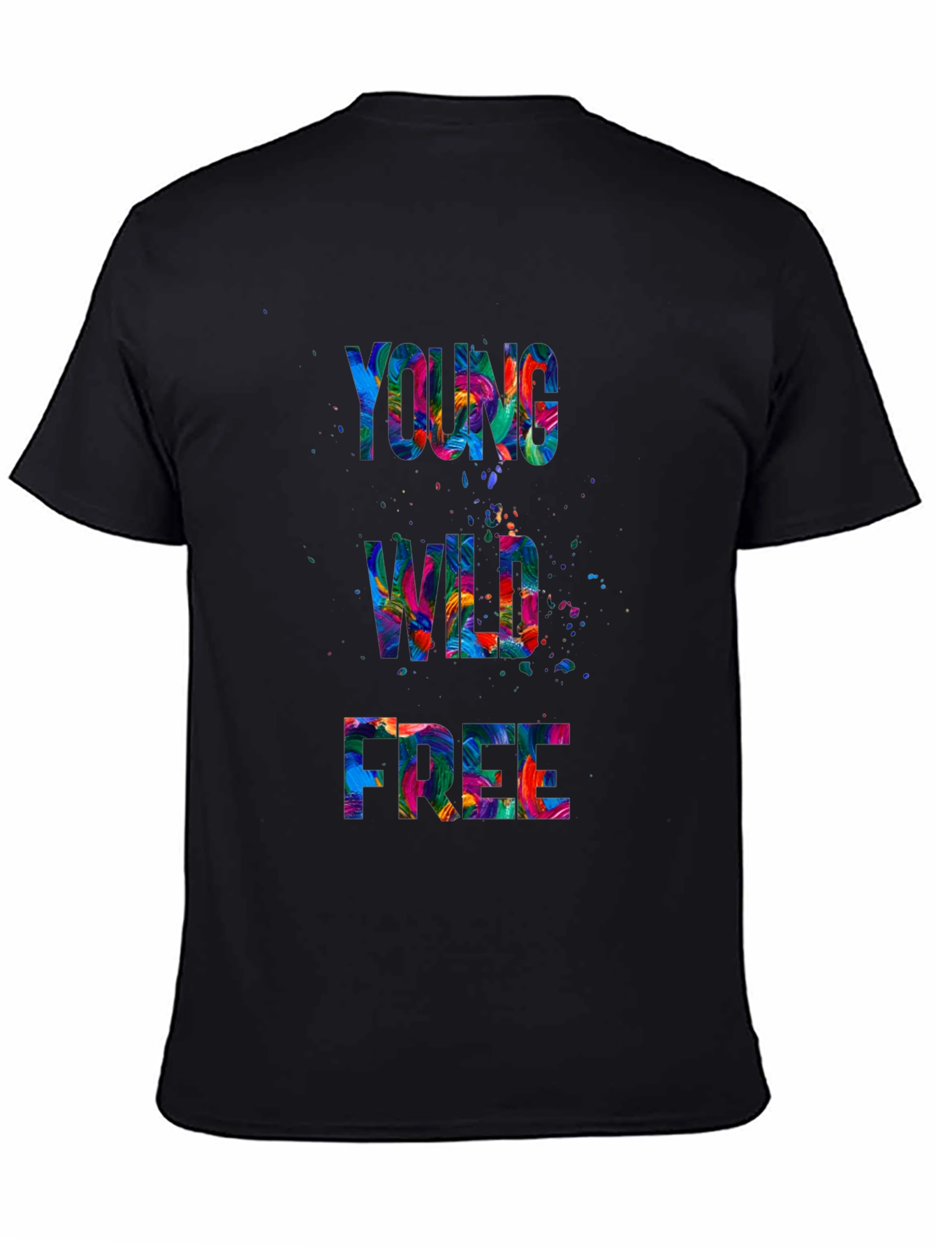 Black Young Wild Free Graphic Print T-Shirt view 4