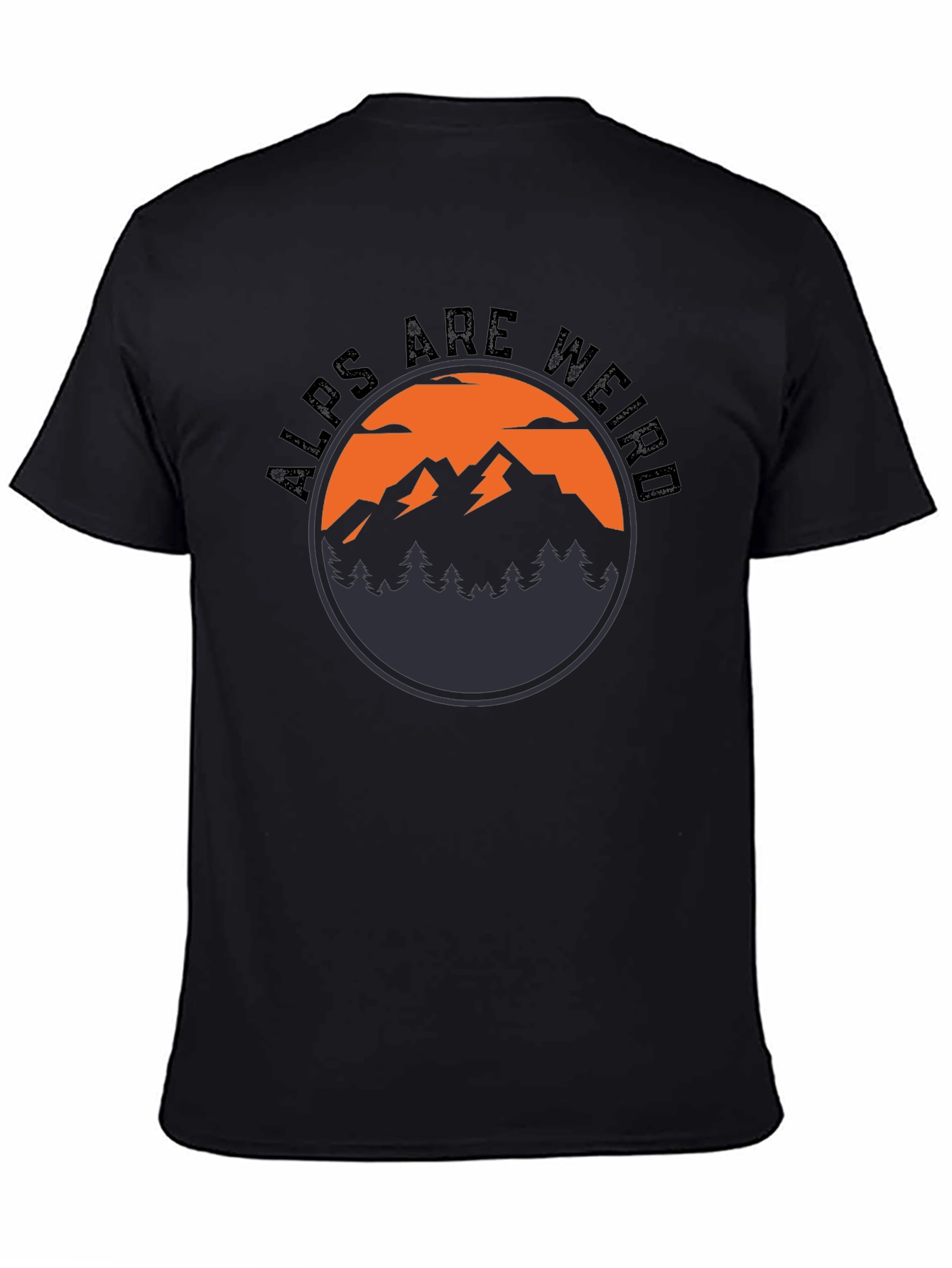 Black Alps Are Weird Graphic T-Shirt view 4