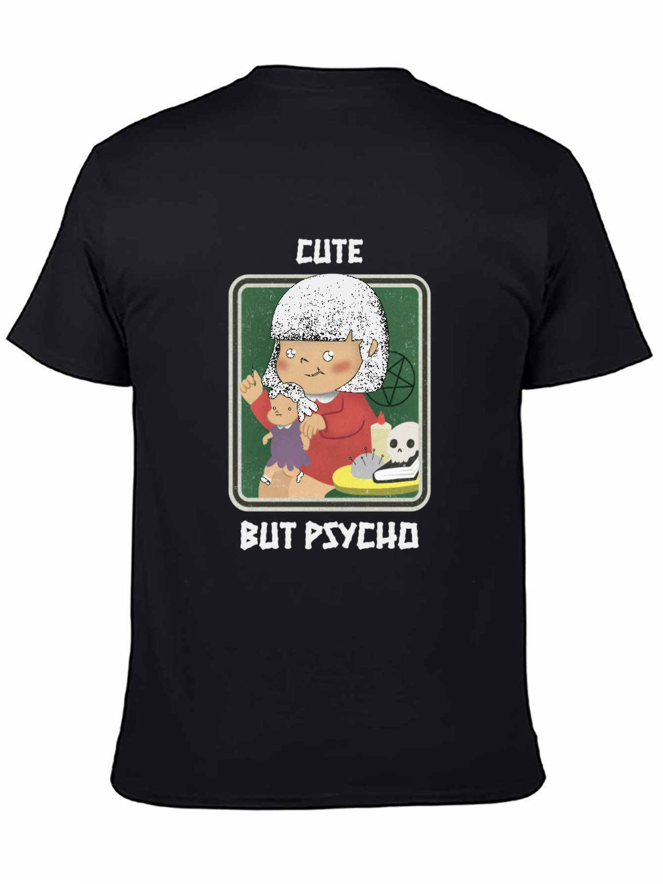 Black Cute But Psycho T-Shirt - Unique Graphic Tee view 4