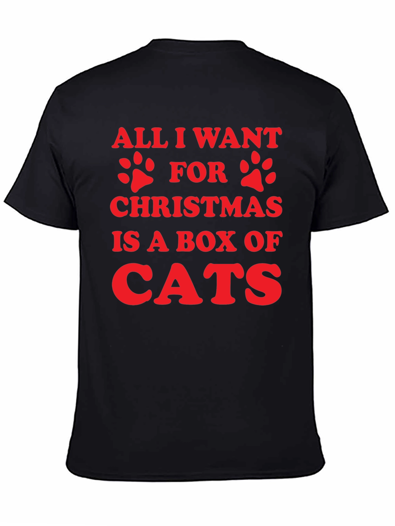 Black All I Want For Christmas is Cats Graphic Tee view 4