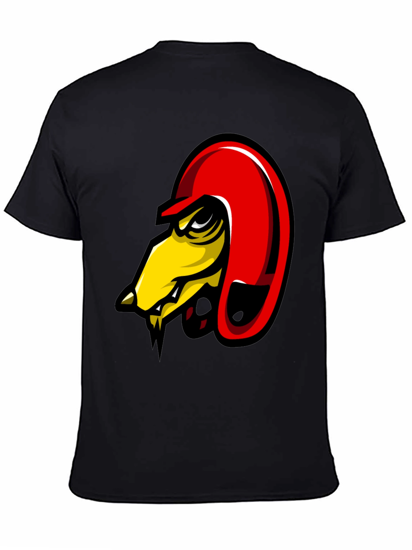 Black Men's Black Graphic Tee - Angry Bird Design view 4