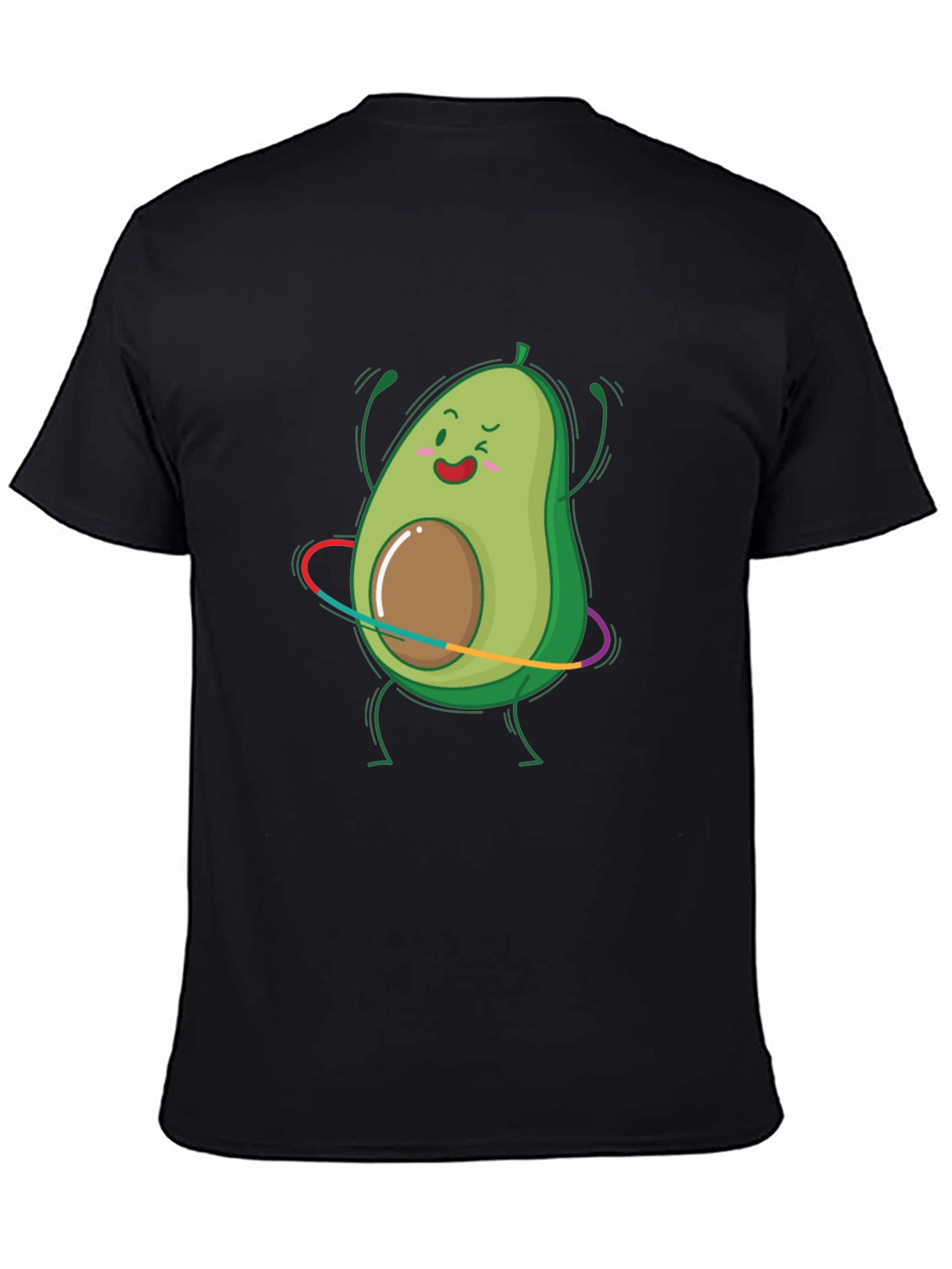Black Avocado Hula Hoop Graphic Tee - Black Cotton T-Shirt view 4