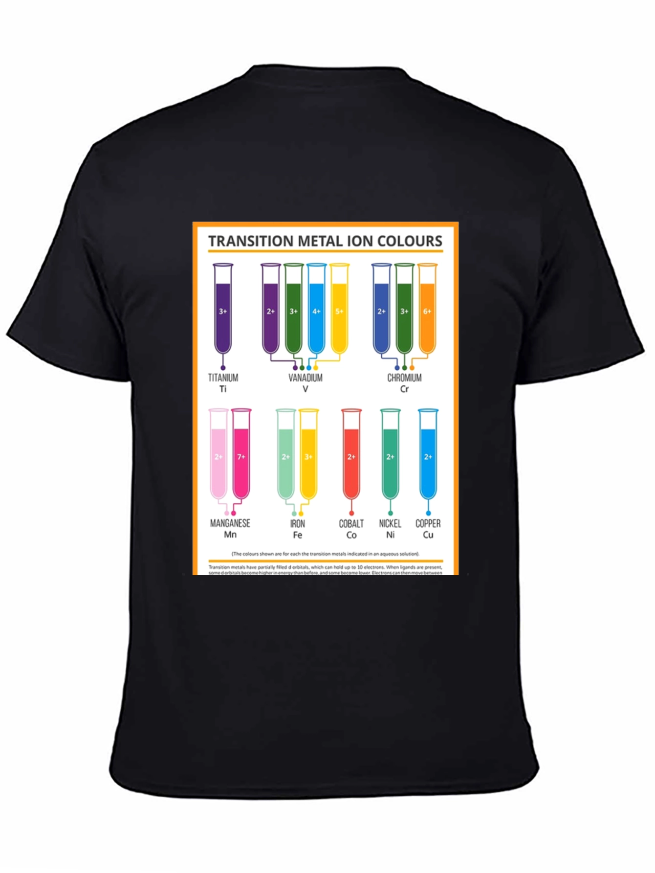 Black Transition Metal Ion Colours T-Shirt view 4