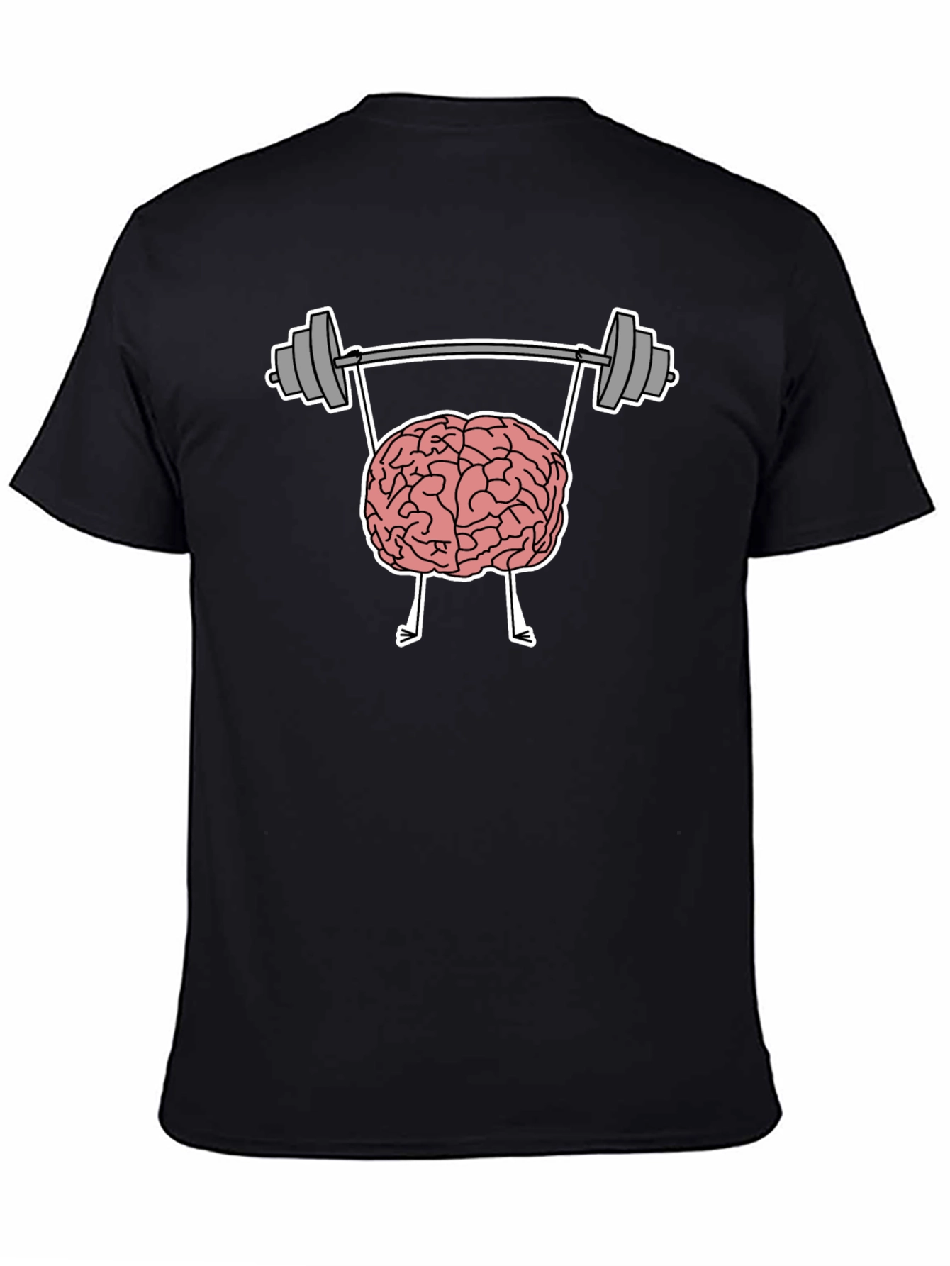 Black Brain Lifting Weights Graphic Tee - Black Cotton T-Shirt view 4