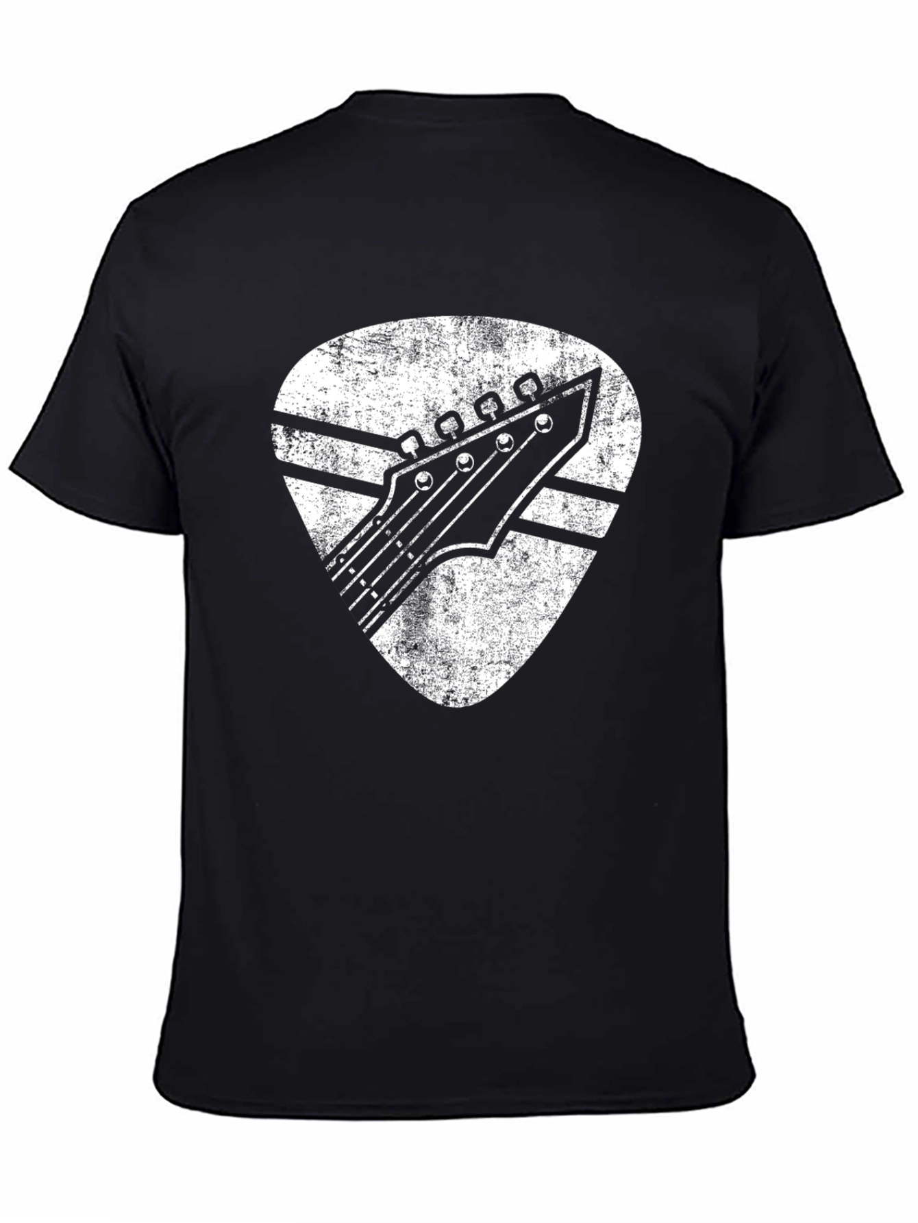 Black Retro Guitar Pick T-Shirt - Classic Rock Design view 4