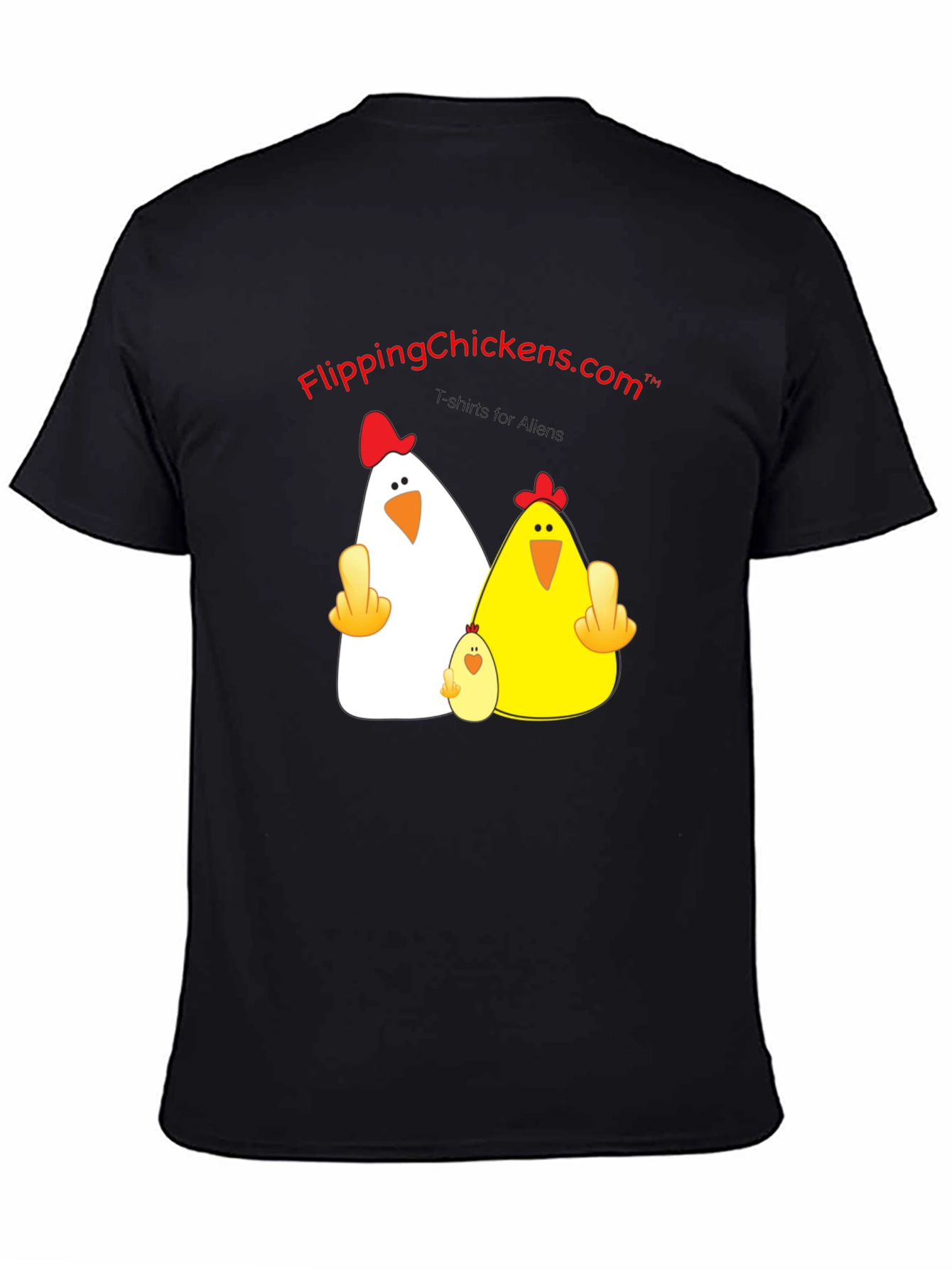 Black Flipping Chickens T-Shirt Funny Alien Design view 4