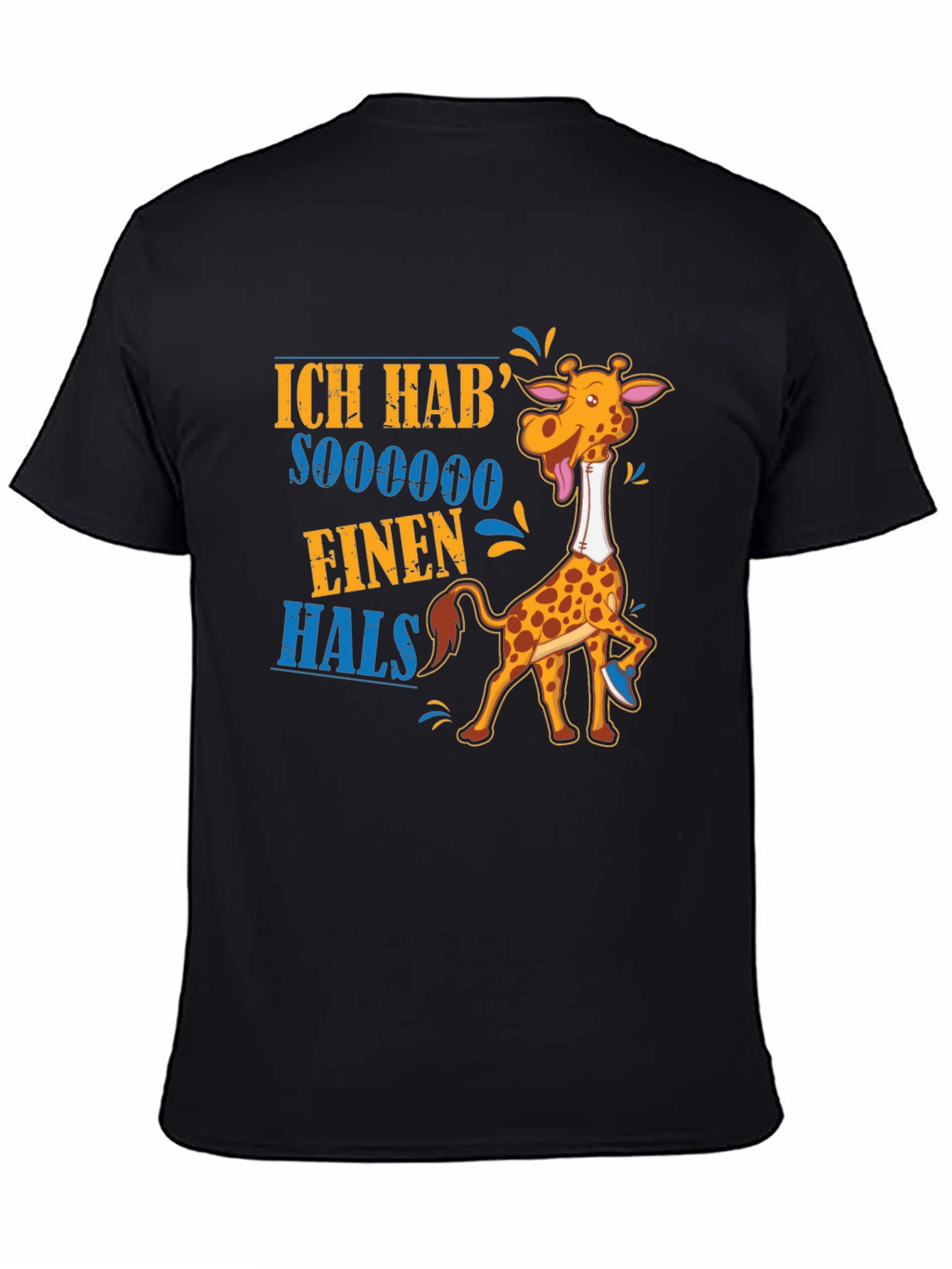 Black Funny Giraffe 'Ich Hab' Sooooooo Einen Hals' T-Shirt view 4