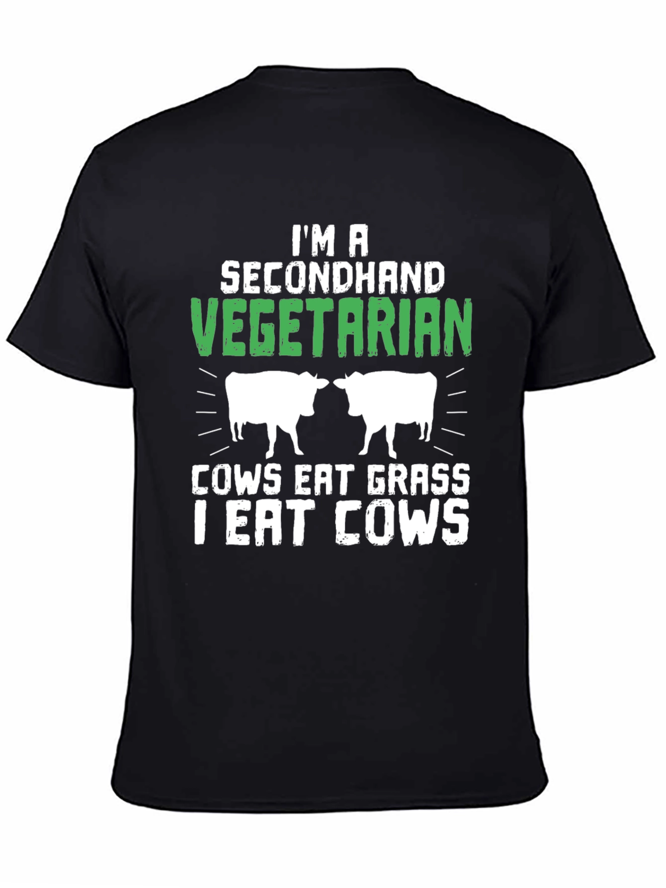 Black Secondhand Vegetarian Funny Graphic T-Shirt view 4