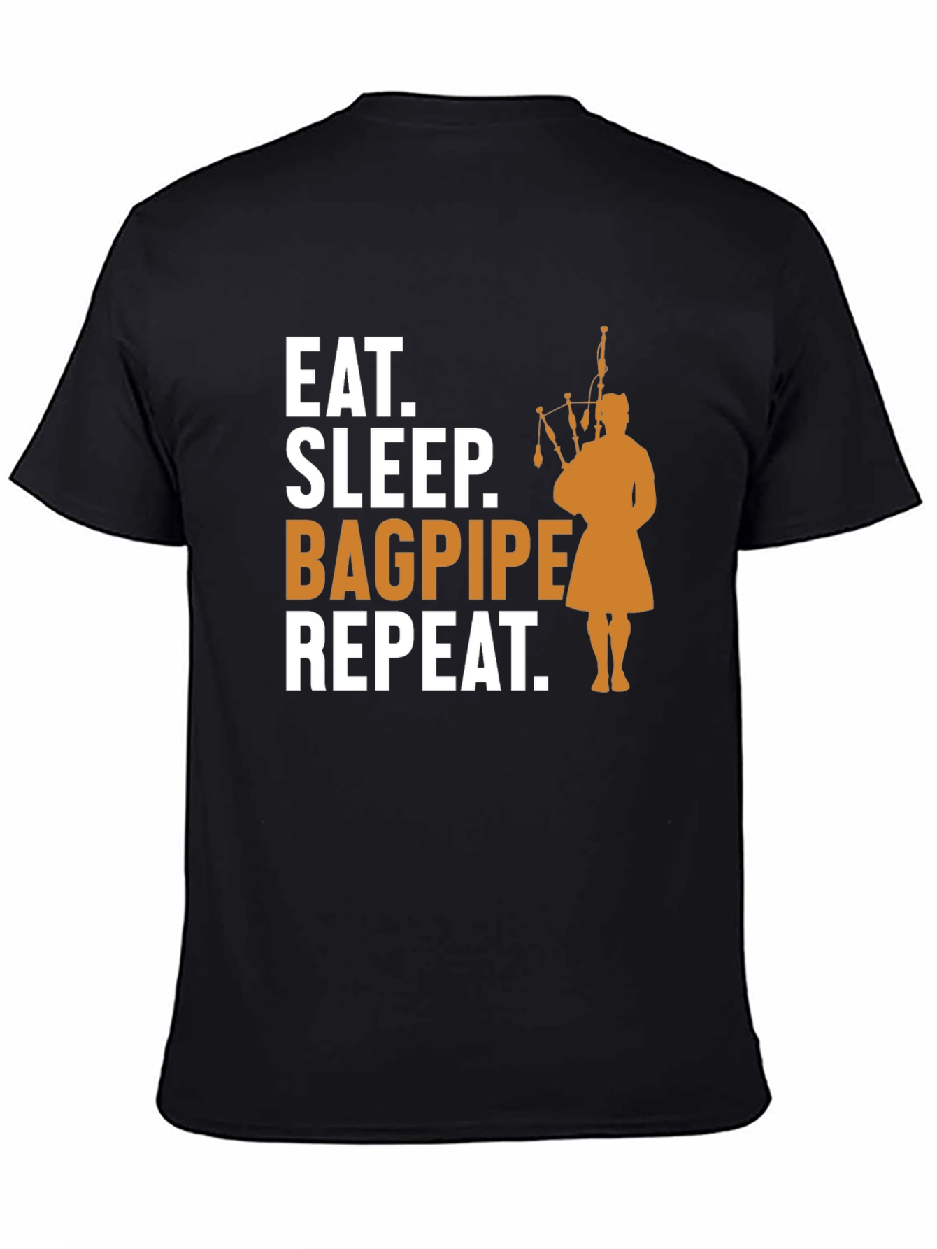 Black Eat, Sleep, Bagpipe, Repeat T-Shirt - Black view 4
