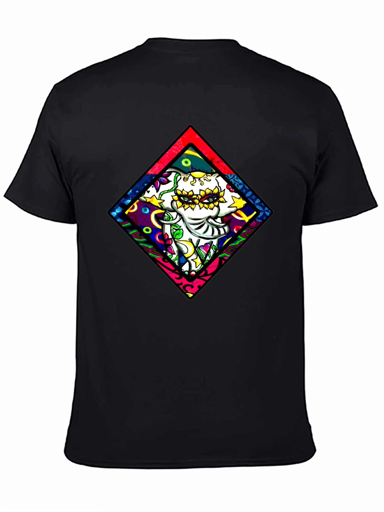 Black Elephant Diamond Graphic T-Shirt - Black view 4