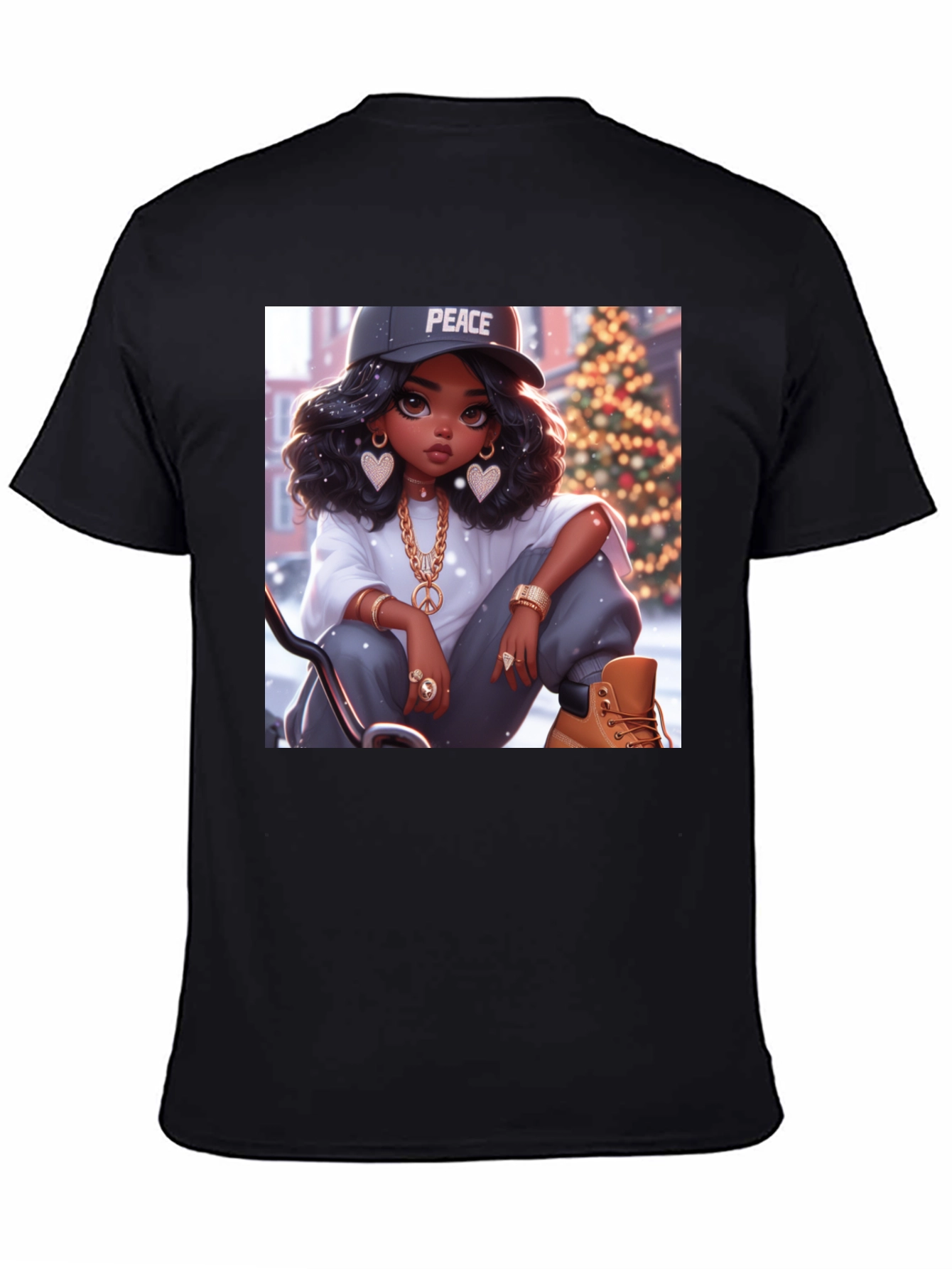 Black Peace Girl Black T-Shirt view 4