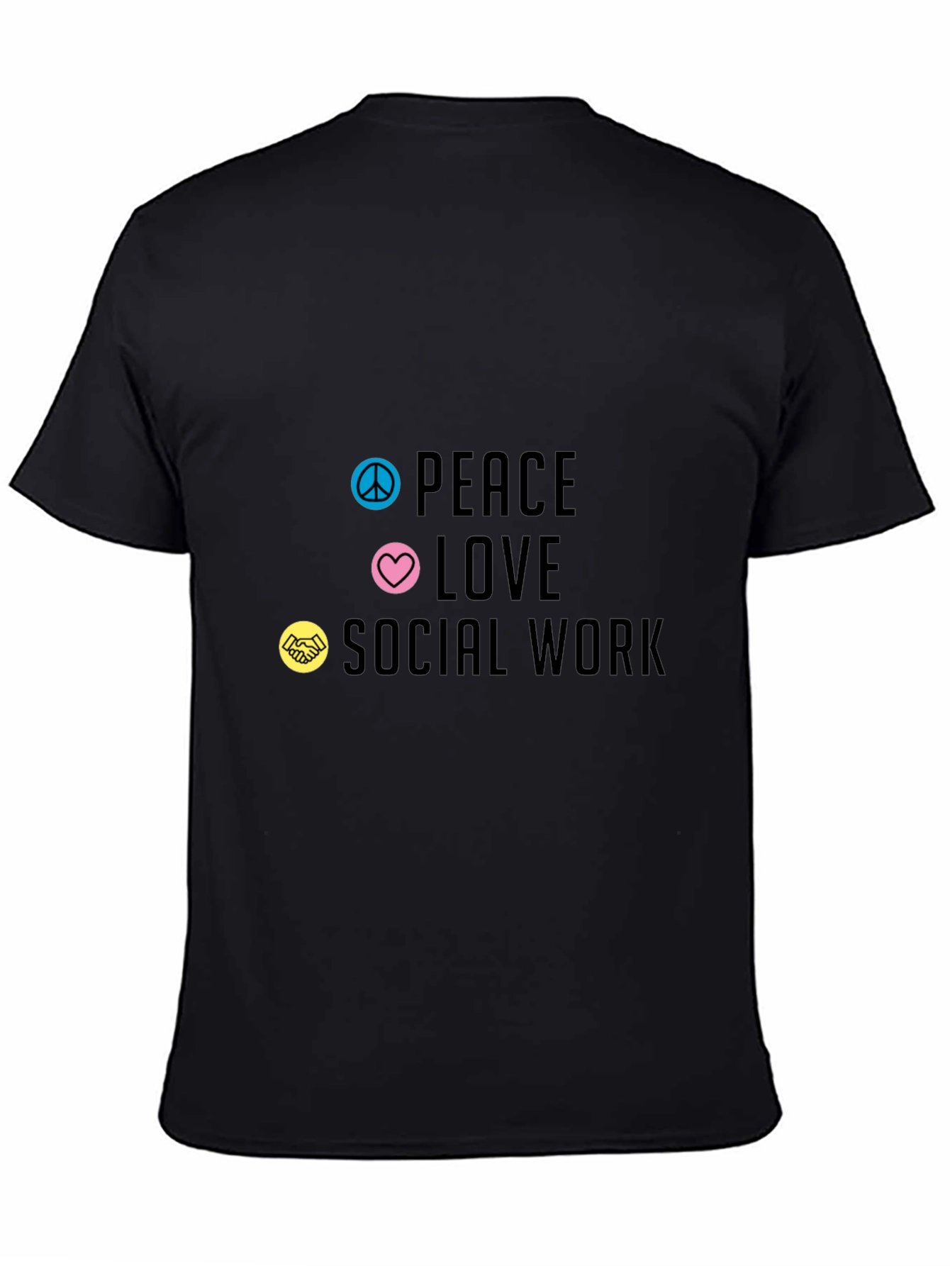 Black Peace Love Social Work Graphic Tee view 4