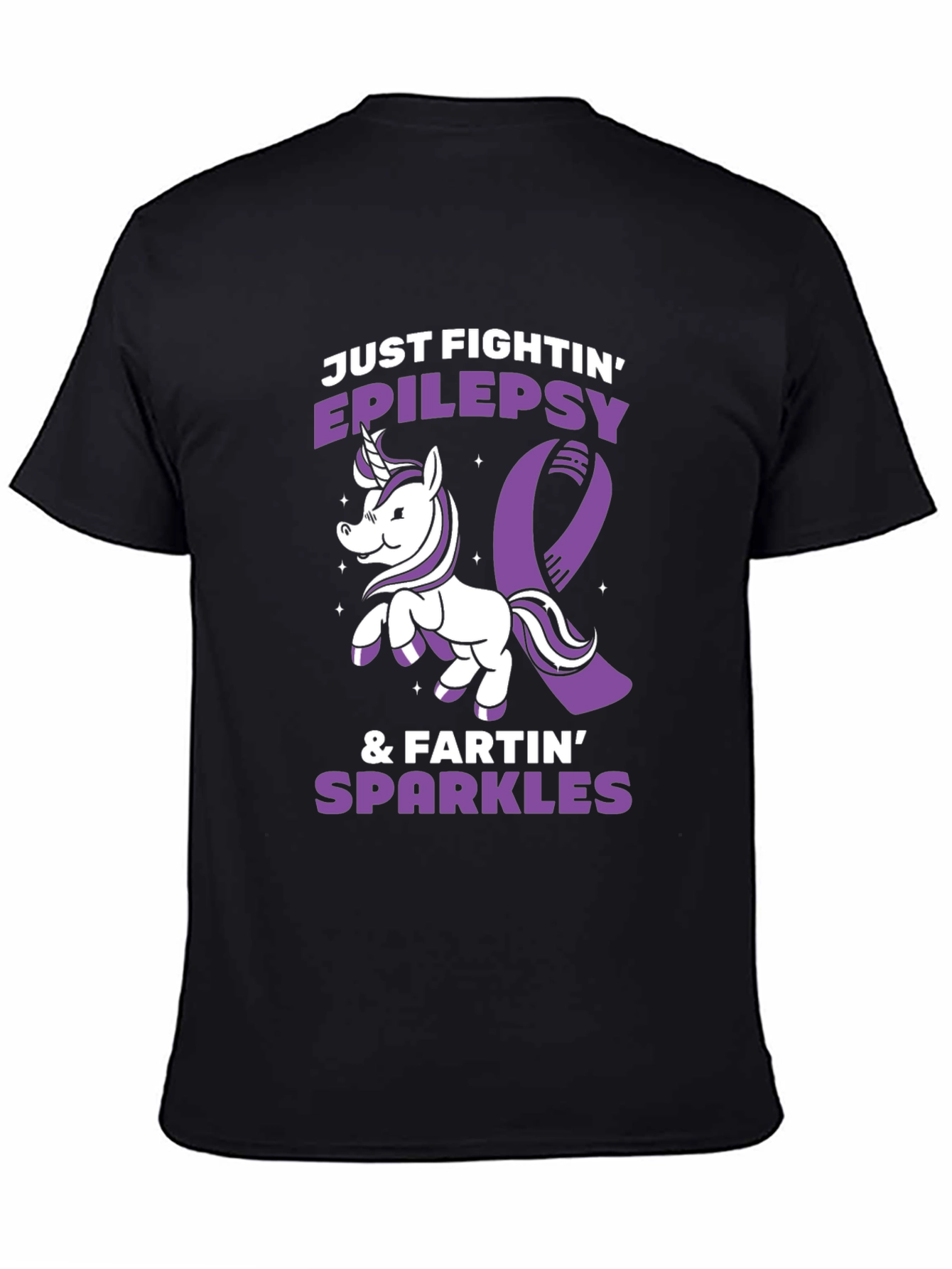 Black Epilepsy Awareness T-Shirt Unicorn Fighting Sparkles  view 4