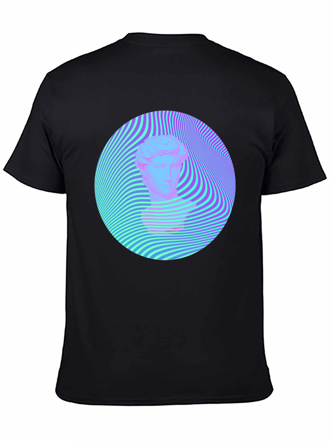 Black Vaporwave Statue Head Tee - Retro Aesthetic Shirt view 4