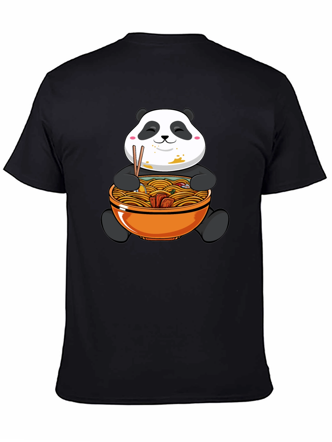 Black Panda Ramen Graphic Tee - Black Cotton Comfort view 4