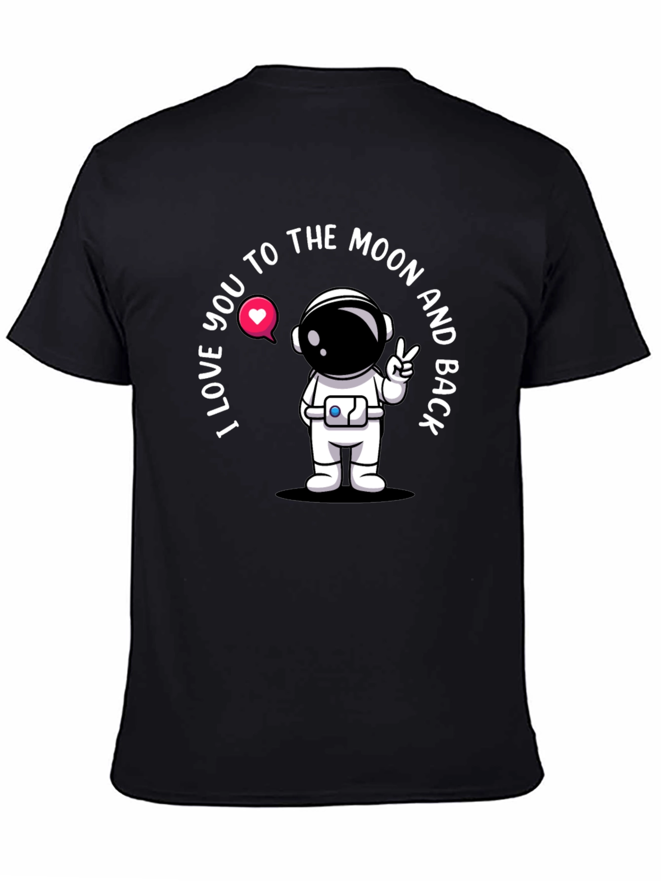 Black I Love You To The Moon Astronaut Black T-Shirt view 4