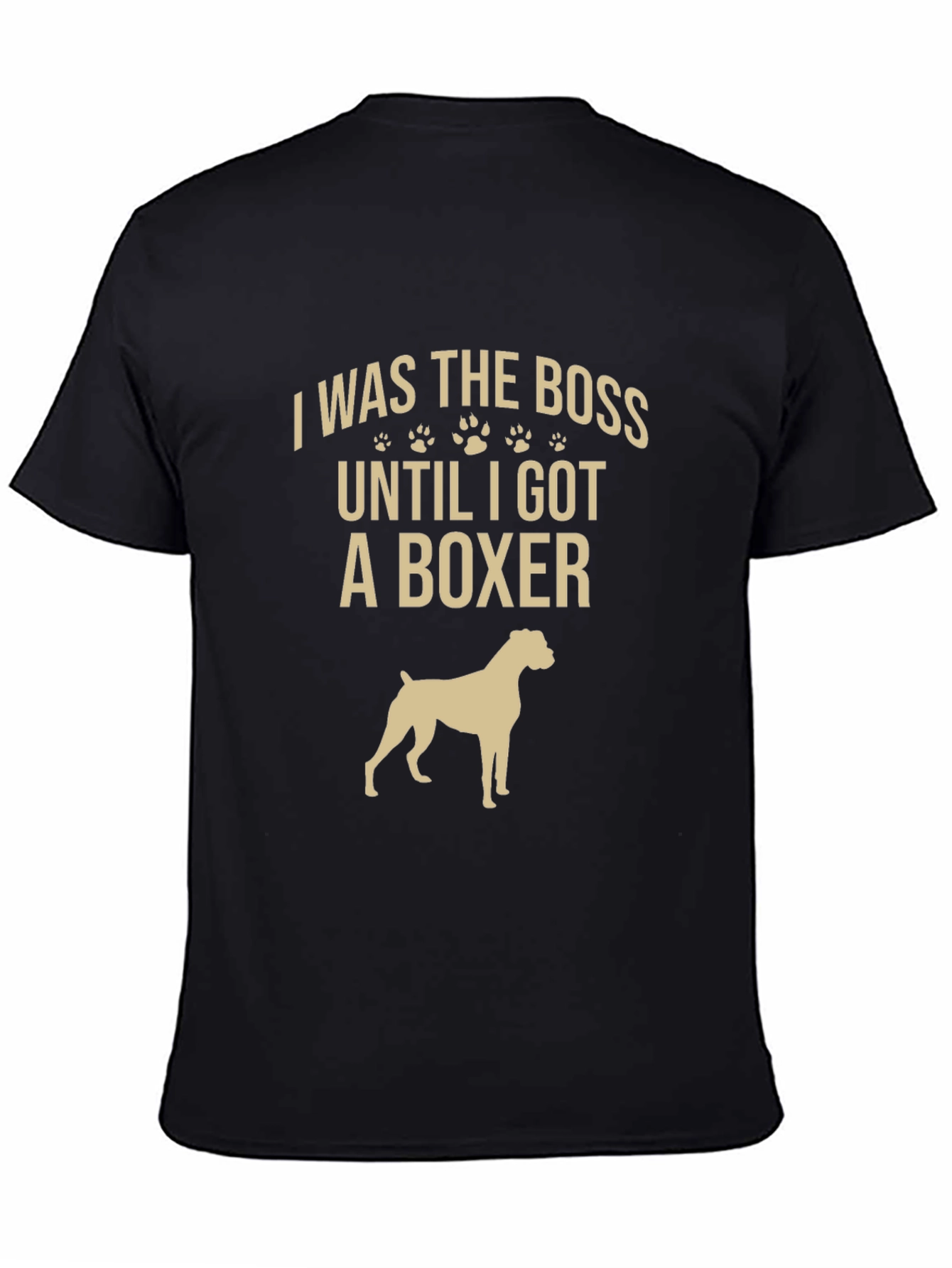 Black I Was The Boss Boxer Dog Black T-Shirt view 4