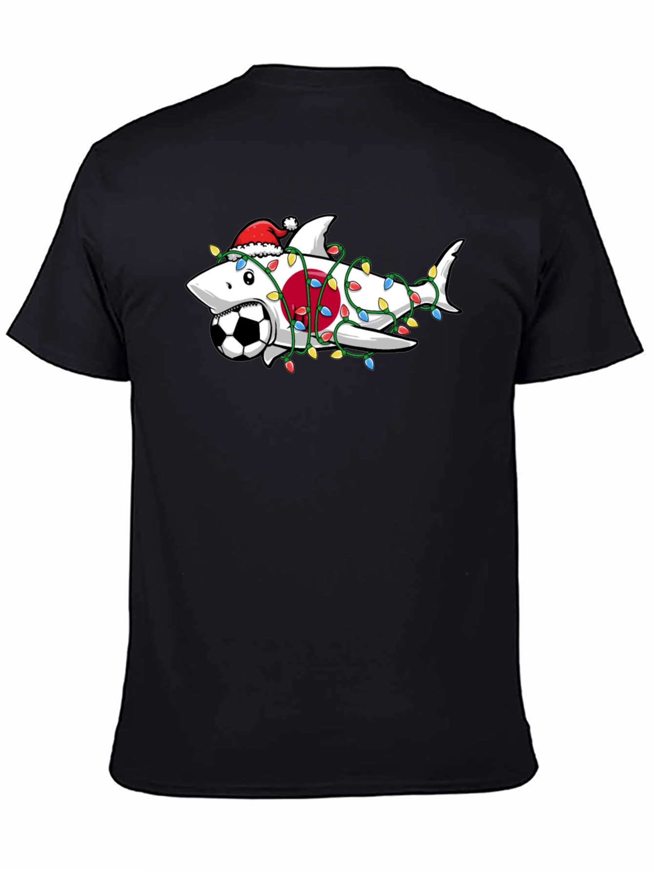 Holiday Shark Soccer Black T-Shirt - 4