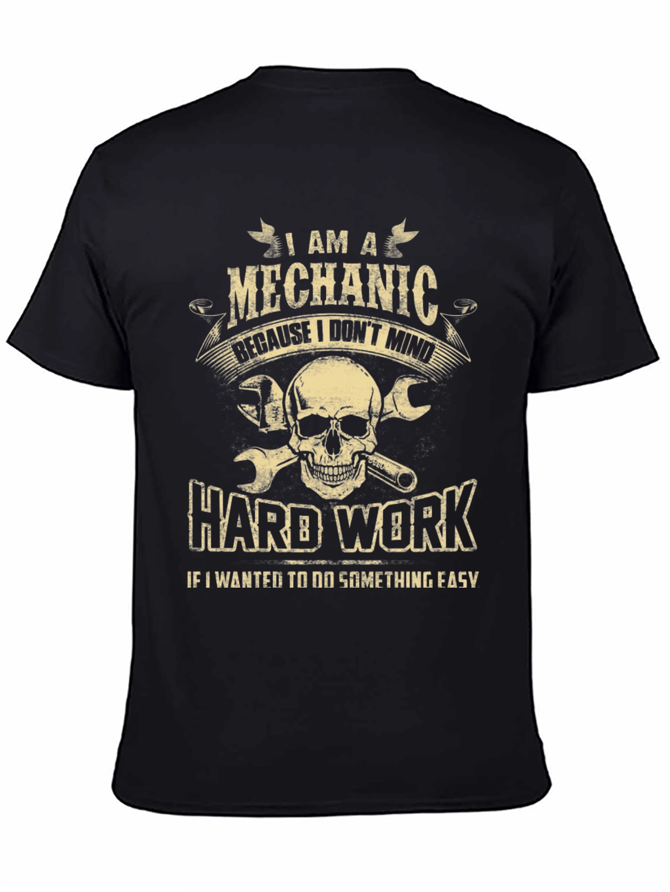 Black Mechanic Skull T-Shirt - Hard Work Apparel view 4