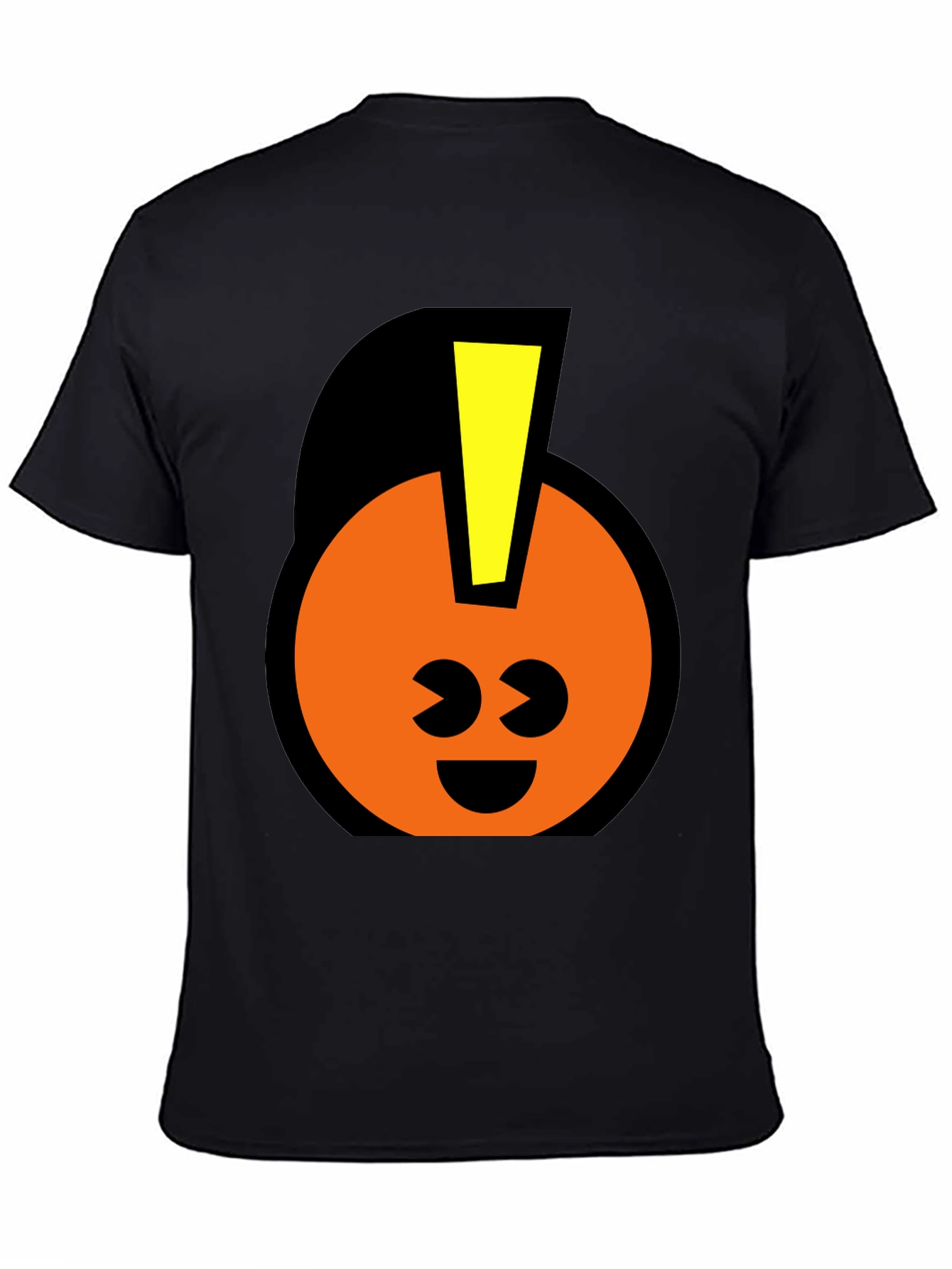 Black Fun Graphic T-Shirt - Smiley Face with Mohawk view 4