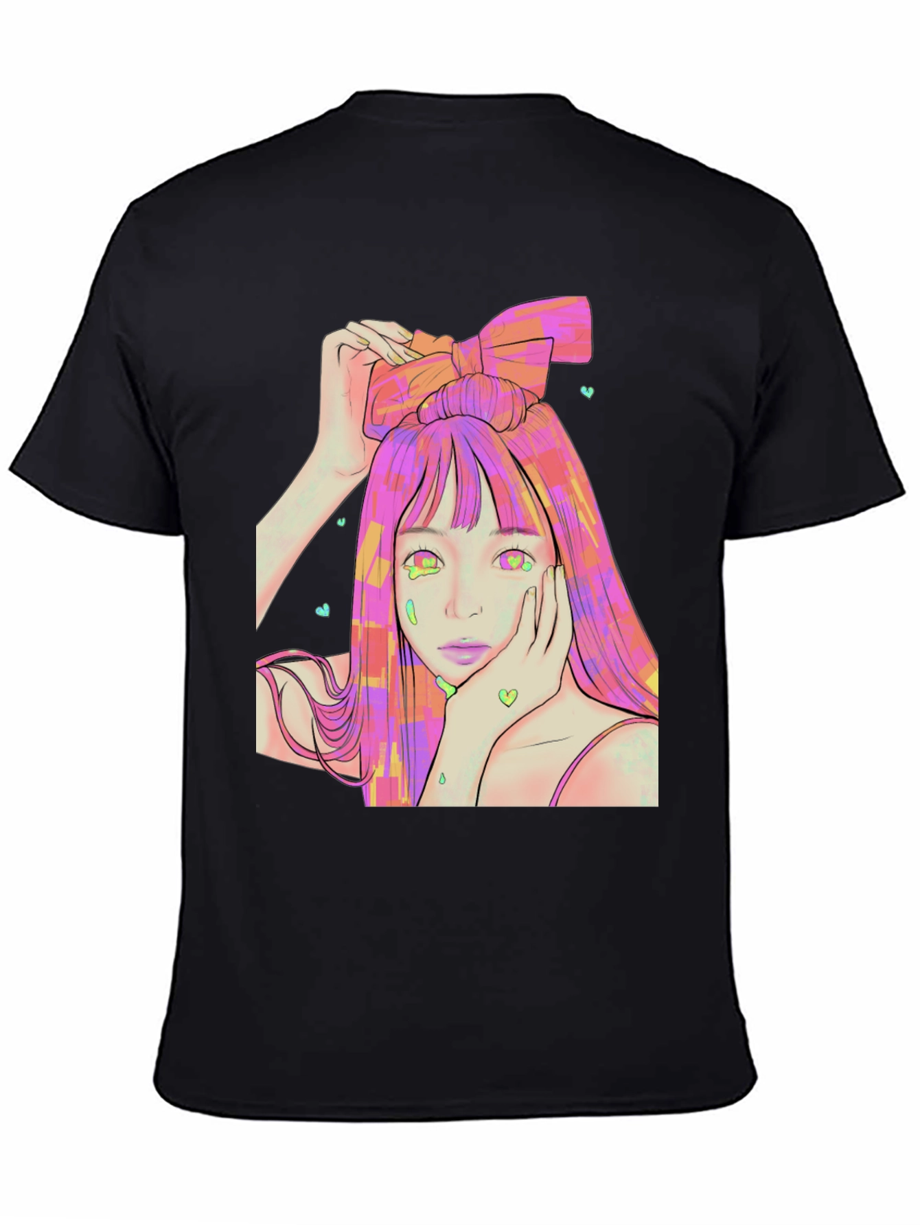 Black Anime Girl Graphic Tee - Black T-Shirt view 4