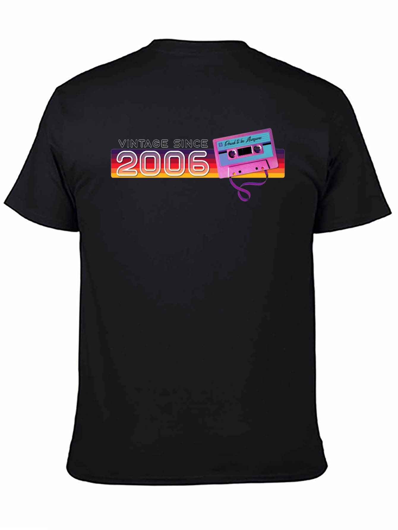 Black Vintage Since 2006 Cassette Tape T-Shirt view 4