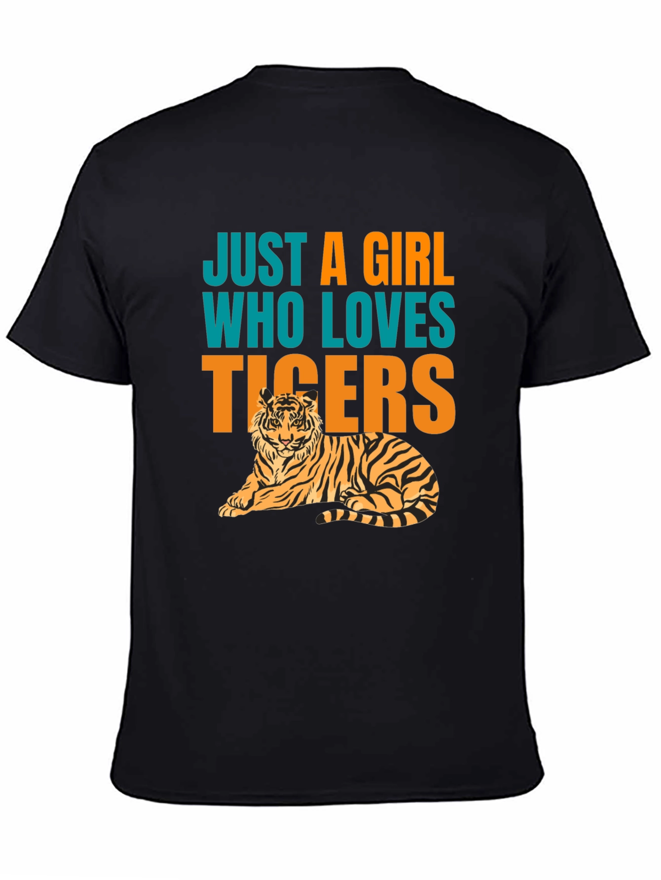 Black Just A Girl Who Loves Tigers T-Shirt view 4