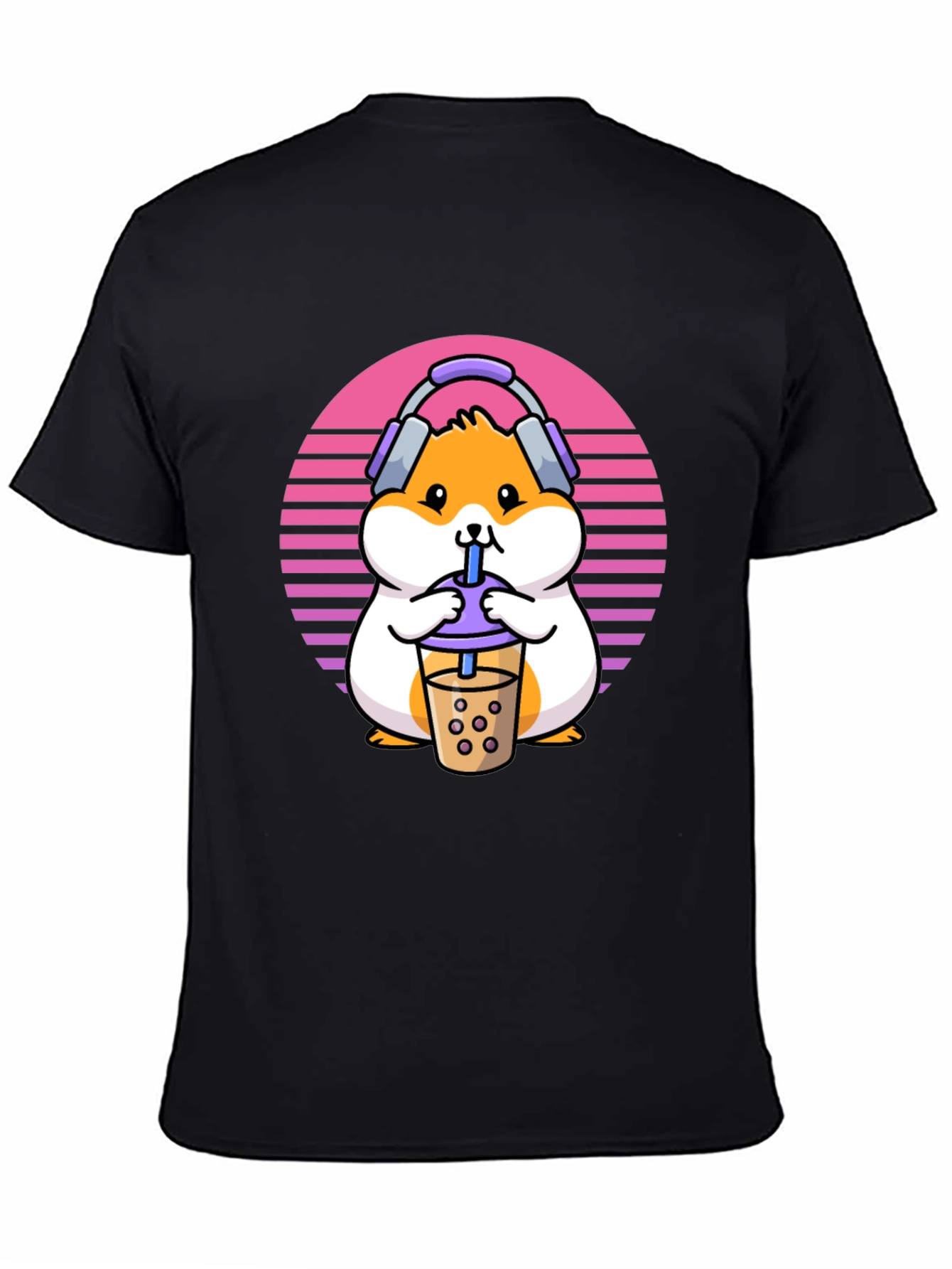 Black Hamster Bubble Tea T-Shirt - Cute Kawaii Design view 4