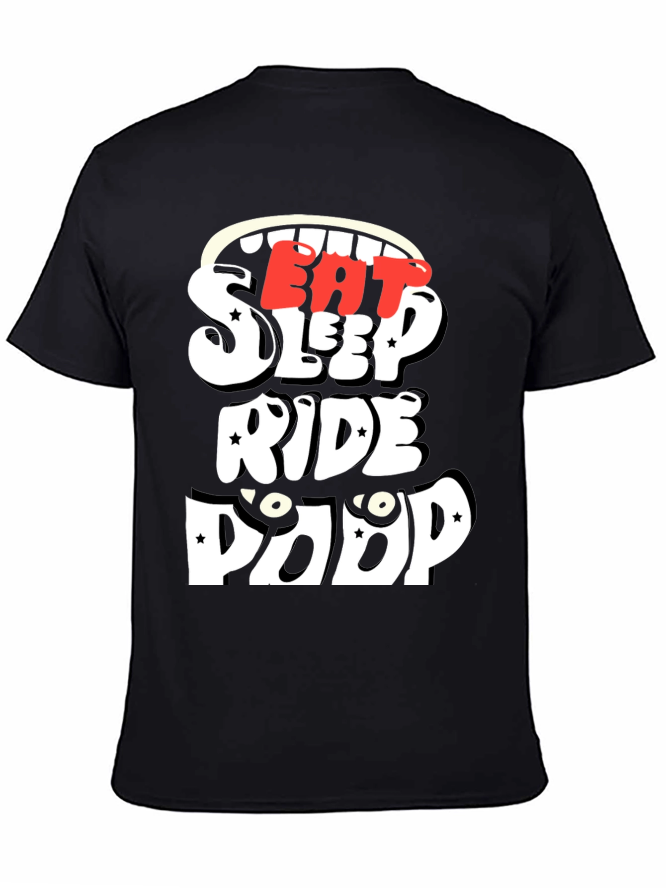 Black Eat Sleep Ride Poop Funny T-Shirt view 4