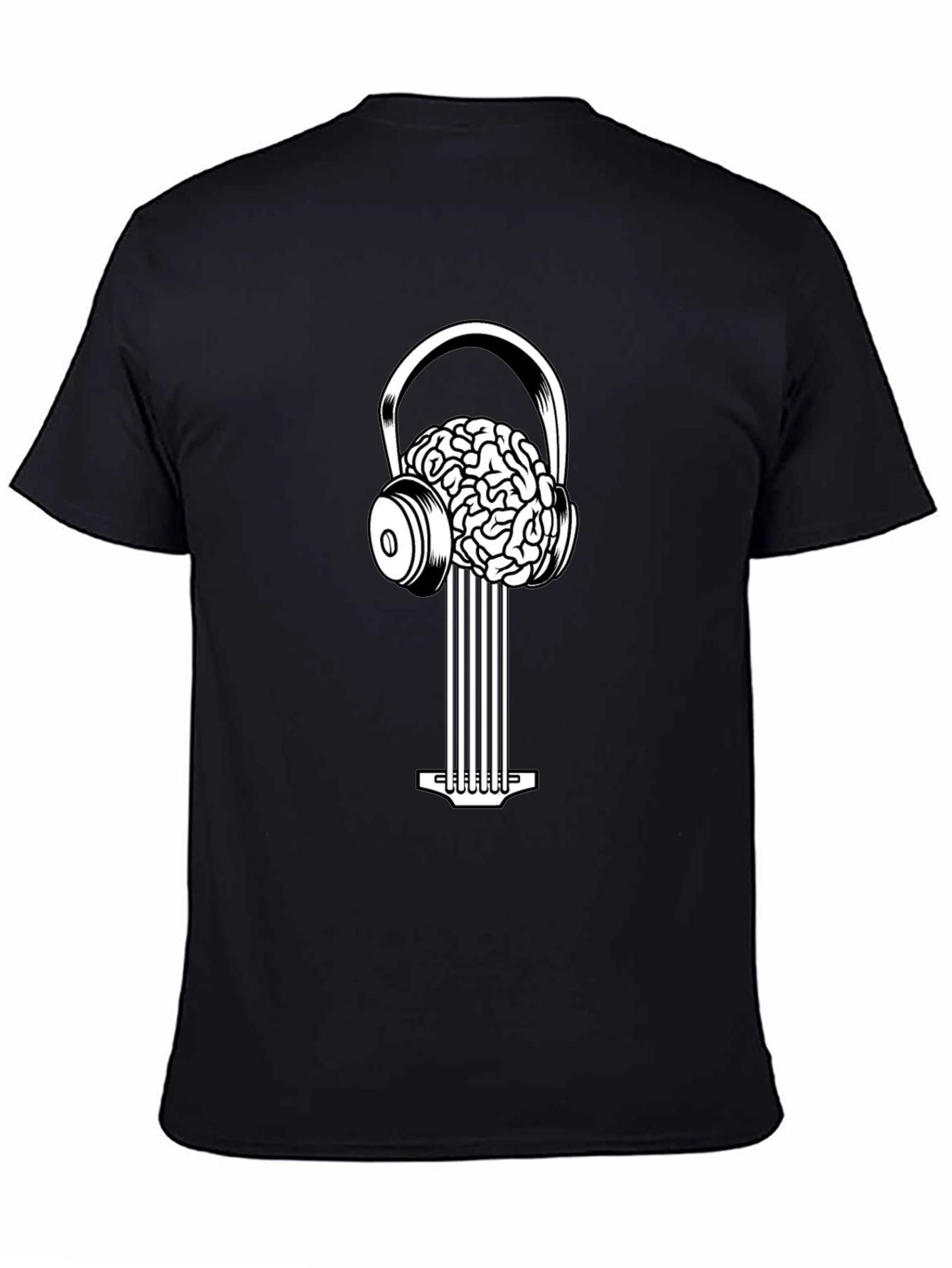 Black Brain Music T-Shirt - Unique Graphic Tee view 4