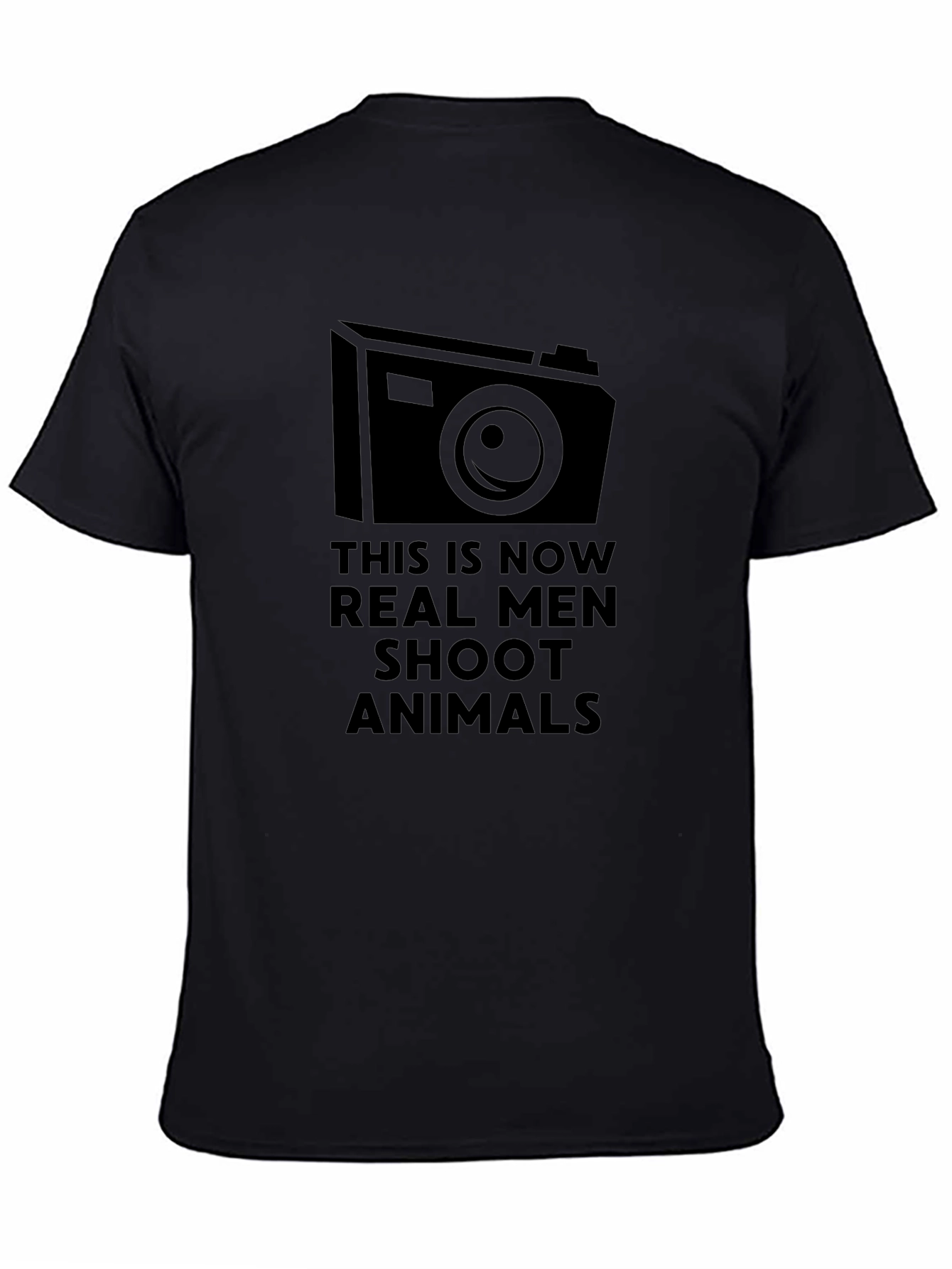 Black Real Men Shoot Animals T-Shirt view 4