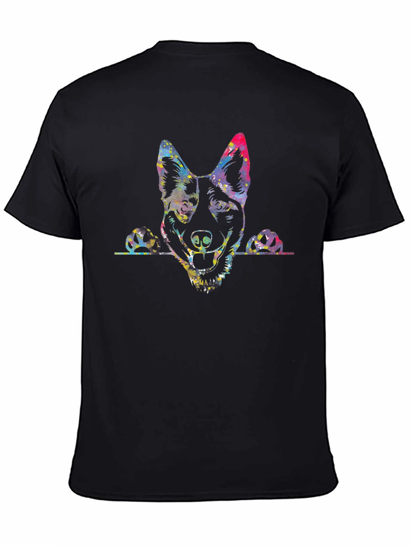 Black Dog Portrait Men's Black Graphic T-Shirt view 4