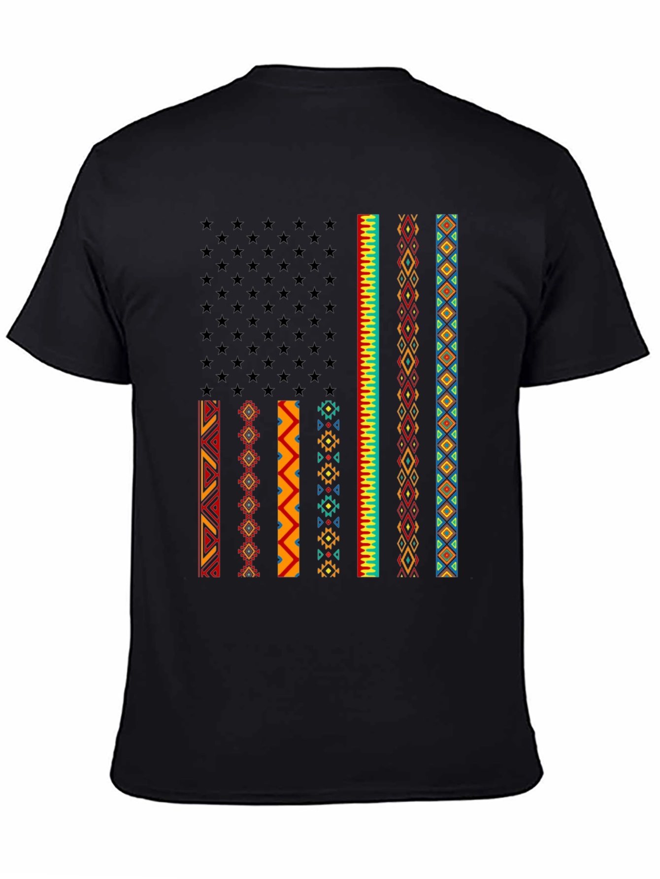 Black Aztec American Flag Graphic Tee view 4