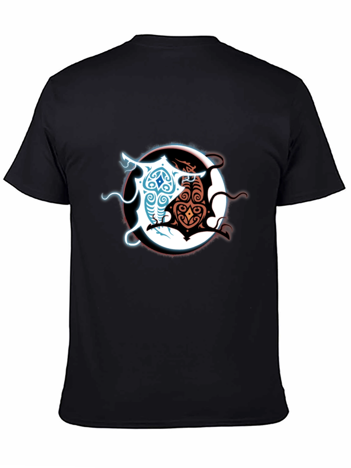 Black Yin Yang Dragons Graphic Tee - Black Cotton Blend view 4