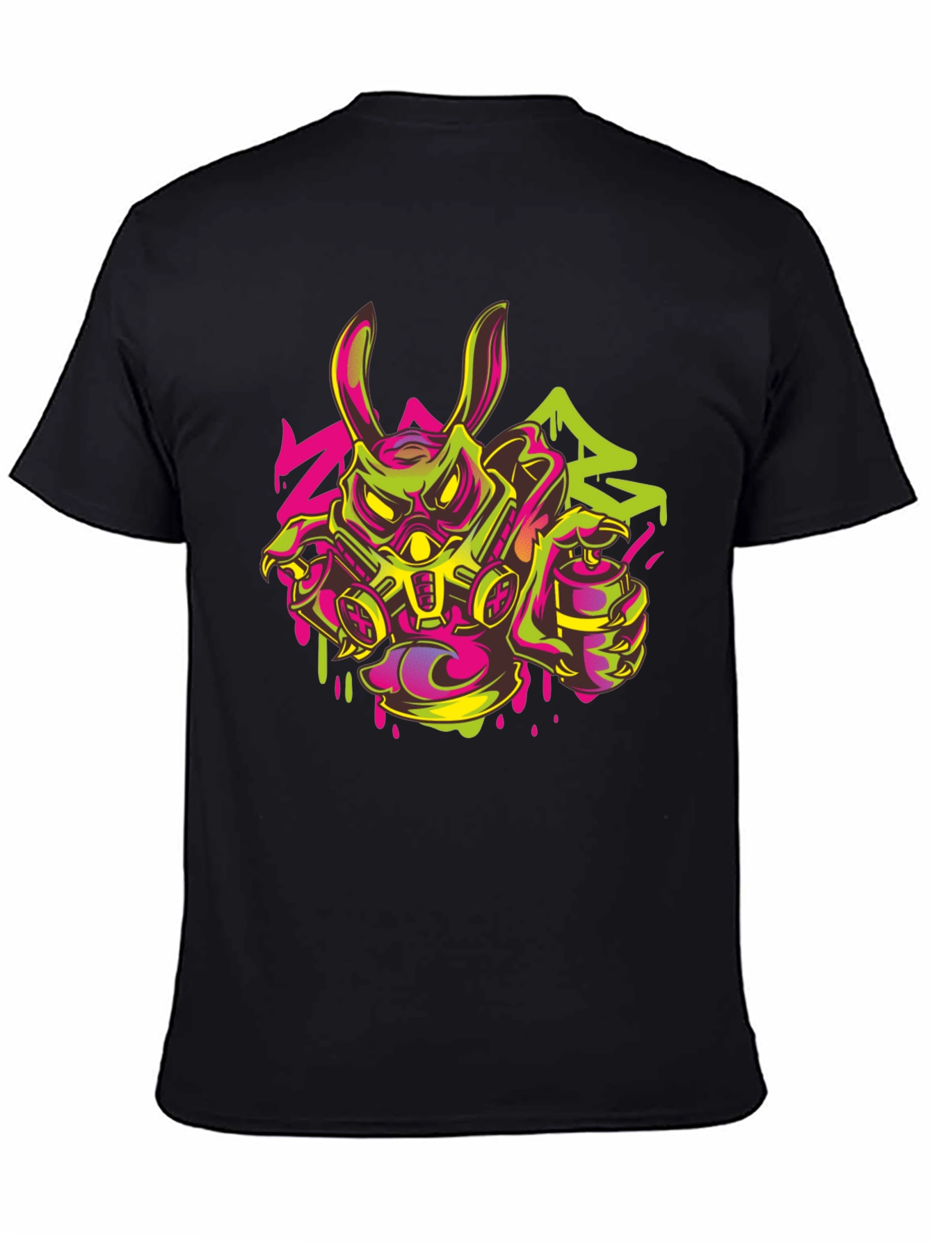 Black Cyberpunk Rabbit Graffiti T-Shirt view 4