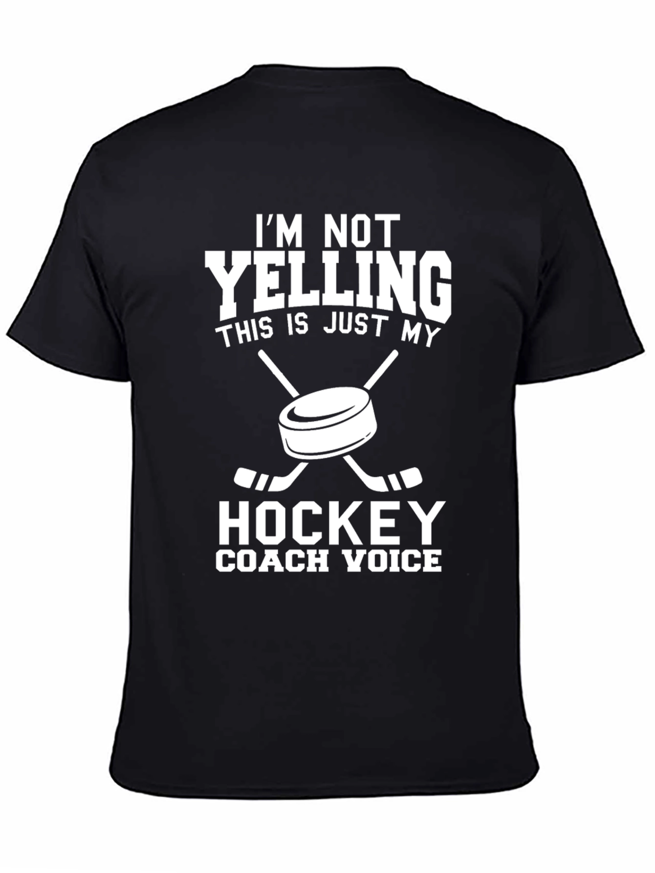 Black Hockey Coach T-Shirt: I'm Not Yelling view 4
