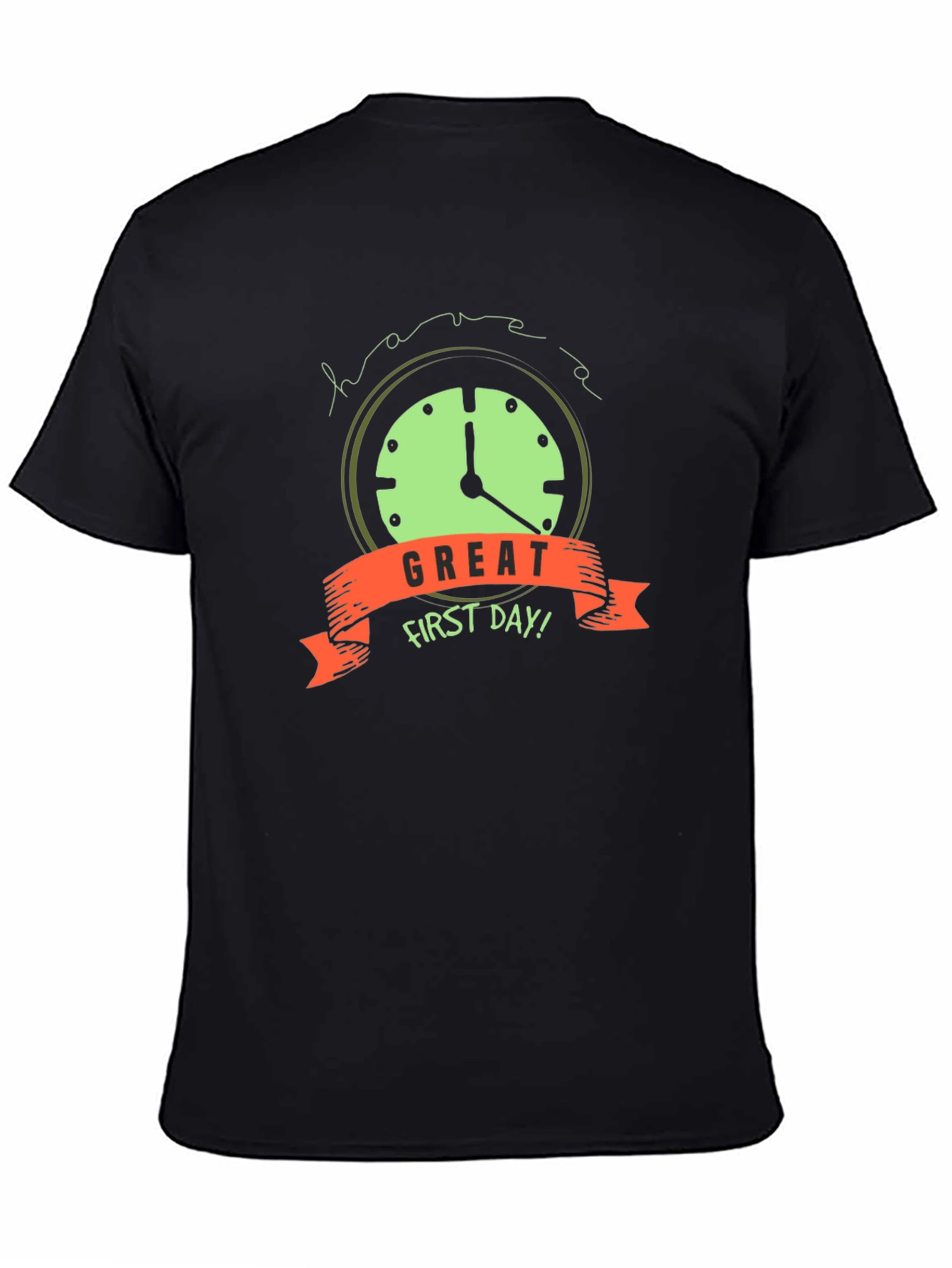 Black Great First Day Clock Graphic Tee - Black Cotton Blend view 4