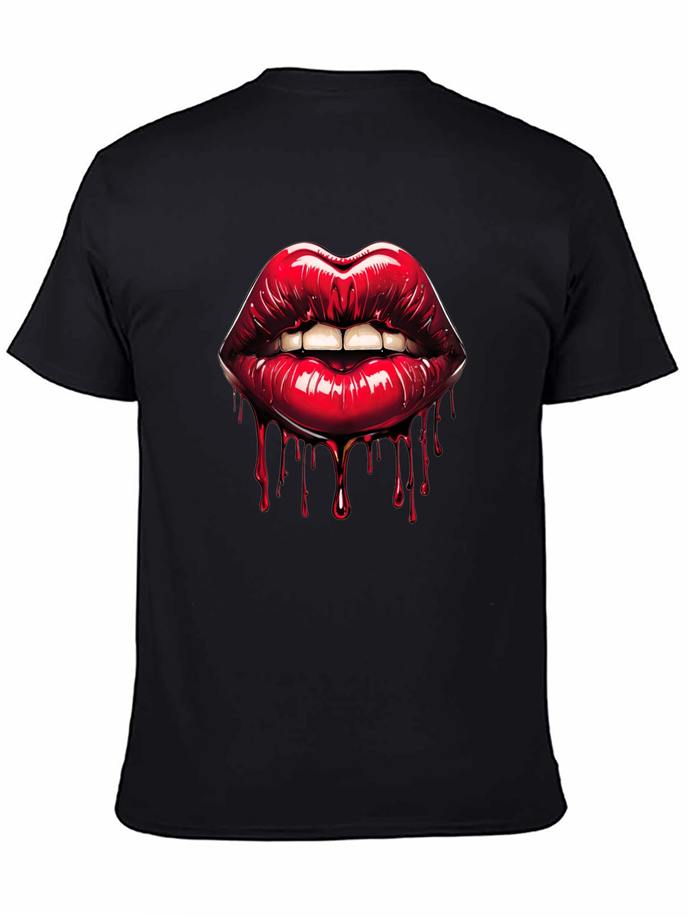 Black Bleeding Lips Graphic Tee - Bold Fashion view 4
