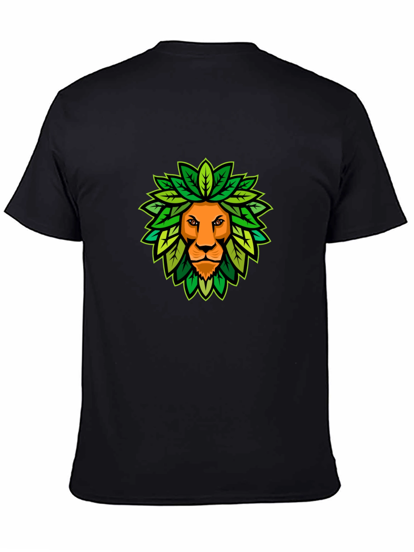 Black Lion King of the Leaves Graphic Tee - Black Cotton T-Shirt view 4